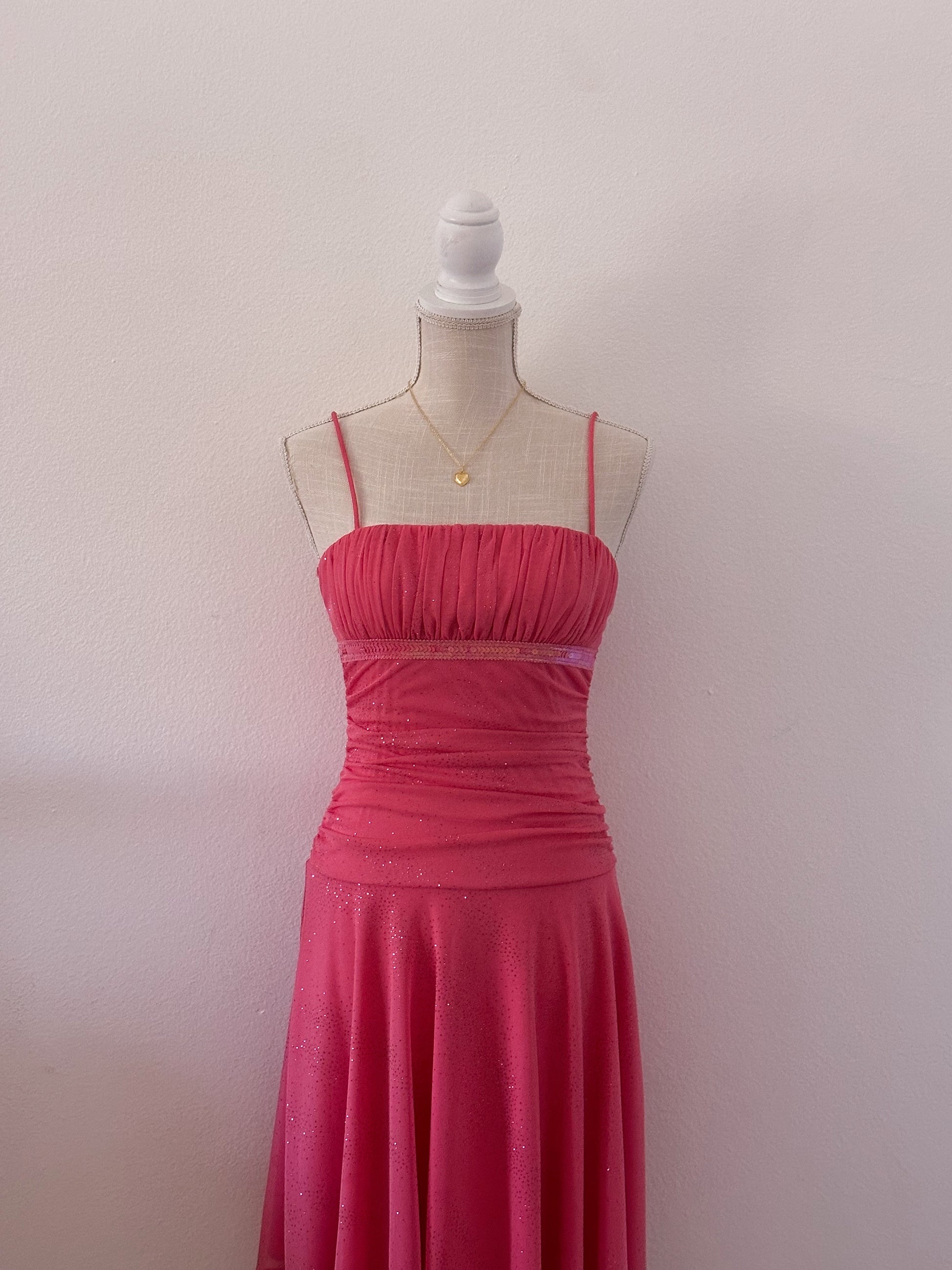 Vintage 90s pink sparkly formal dress size: M