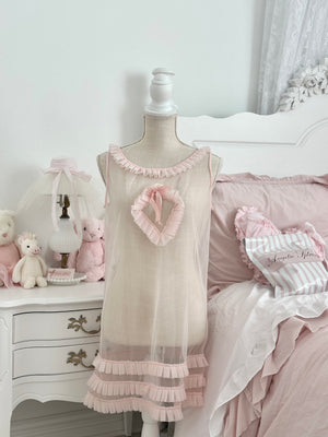 Authentic 1950s Pink Sheer Babydoll Slip Dress Size: M