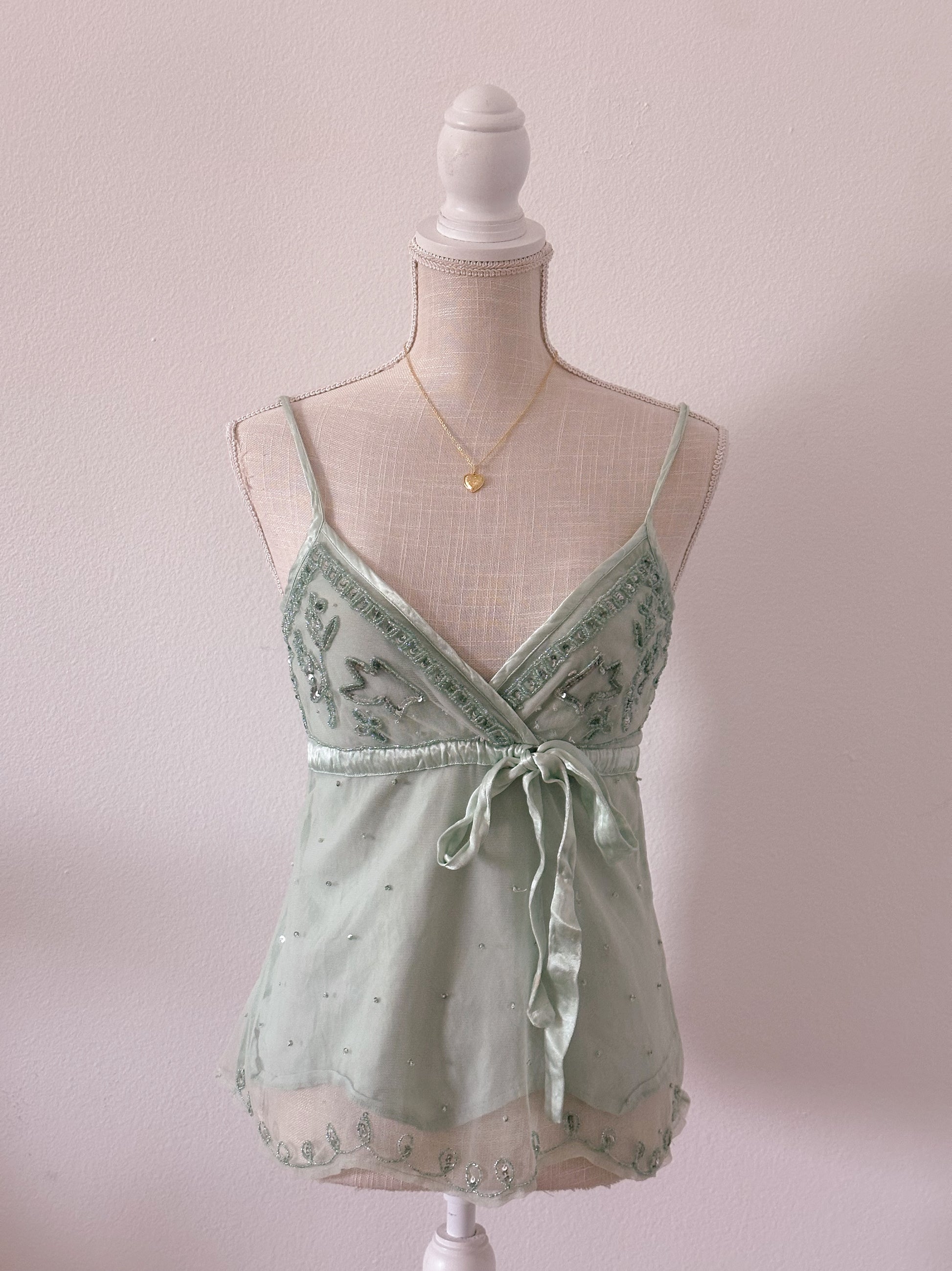 Vintage Sequin Vero Moda Green cami top Size: M