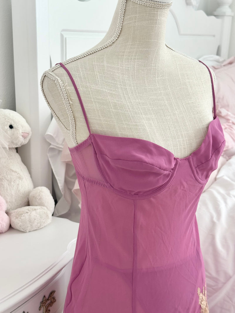 Vintage 2004 Victoria’s Secret Purple Sheer Babydoll Slip Dress Set Size: M