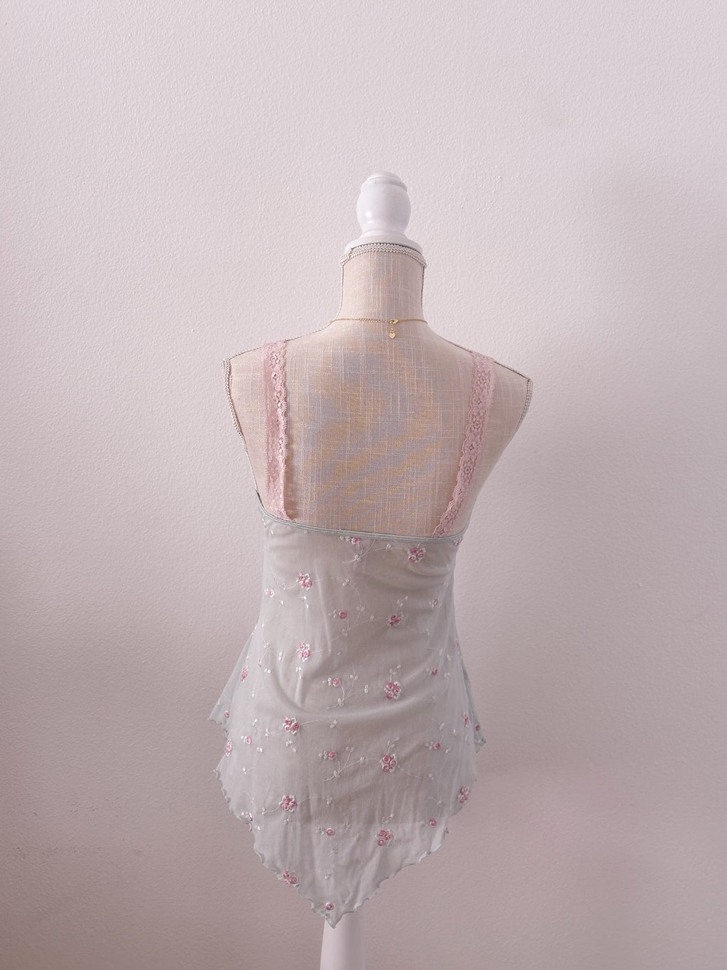 Vintage Victoria's Secret blue and pink floral babydoll cami top size: S