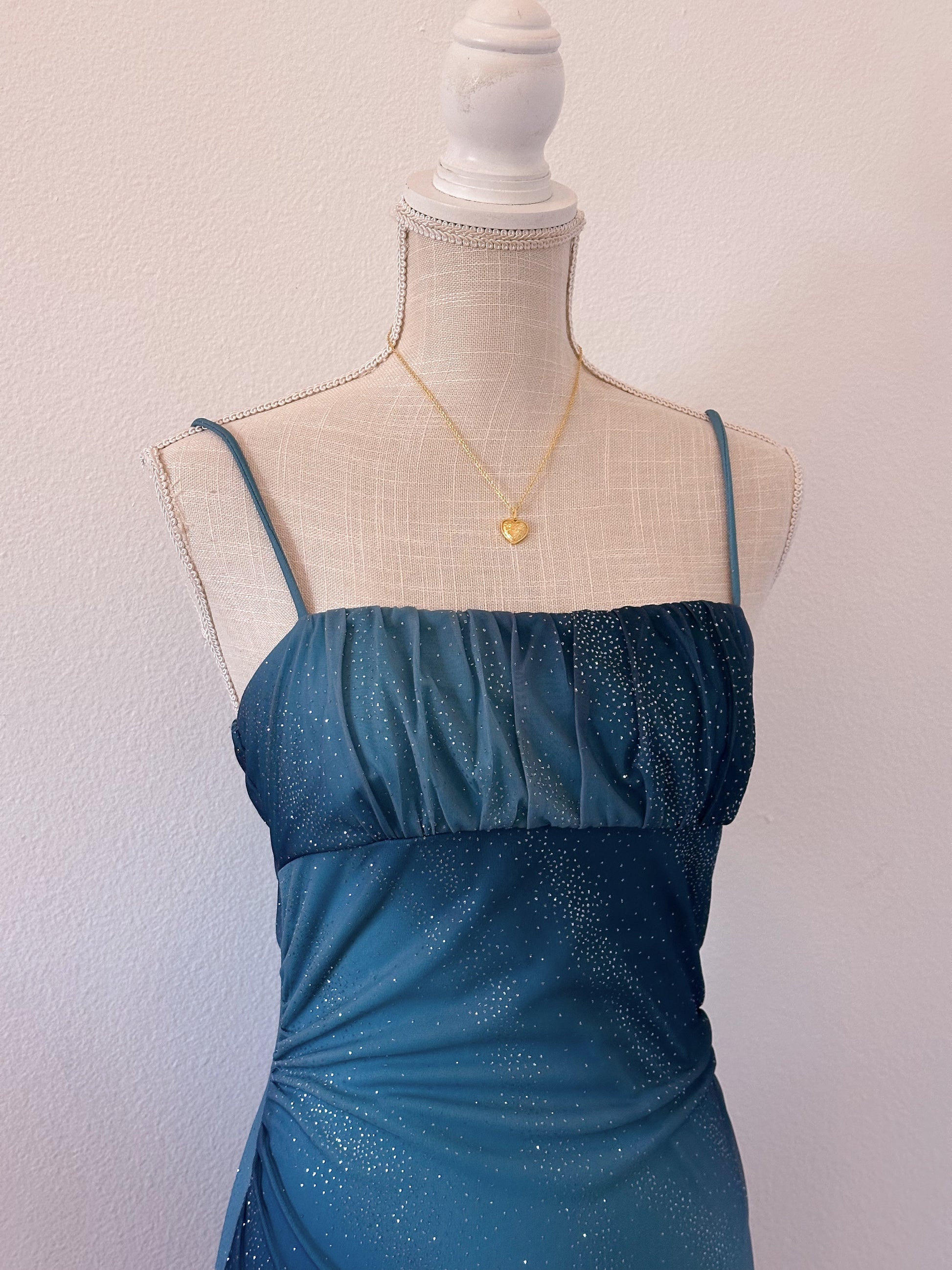 Vintage 1990s Taboo Dark Blue sparkly formal midi dress size: S/M