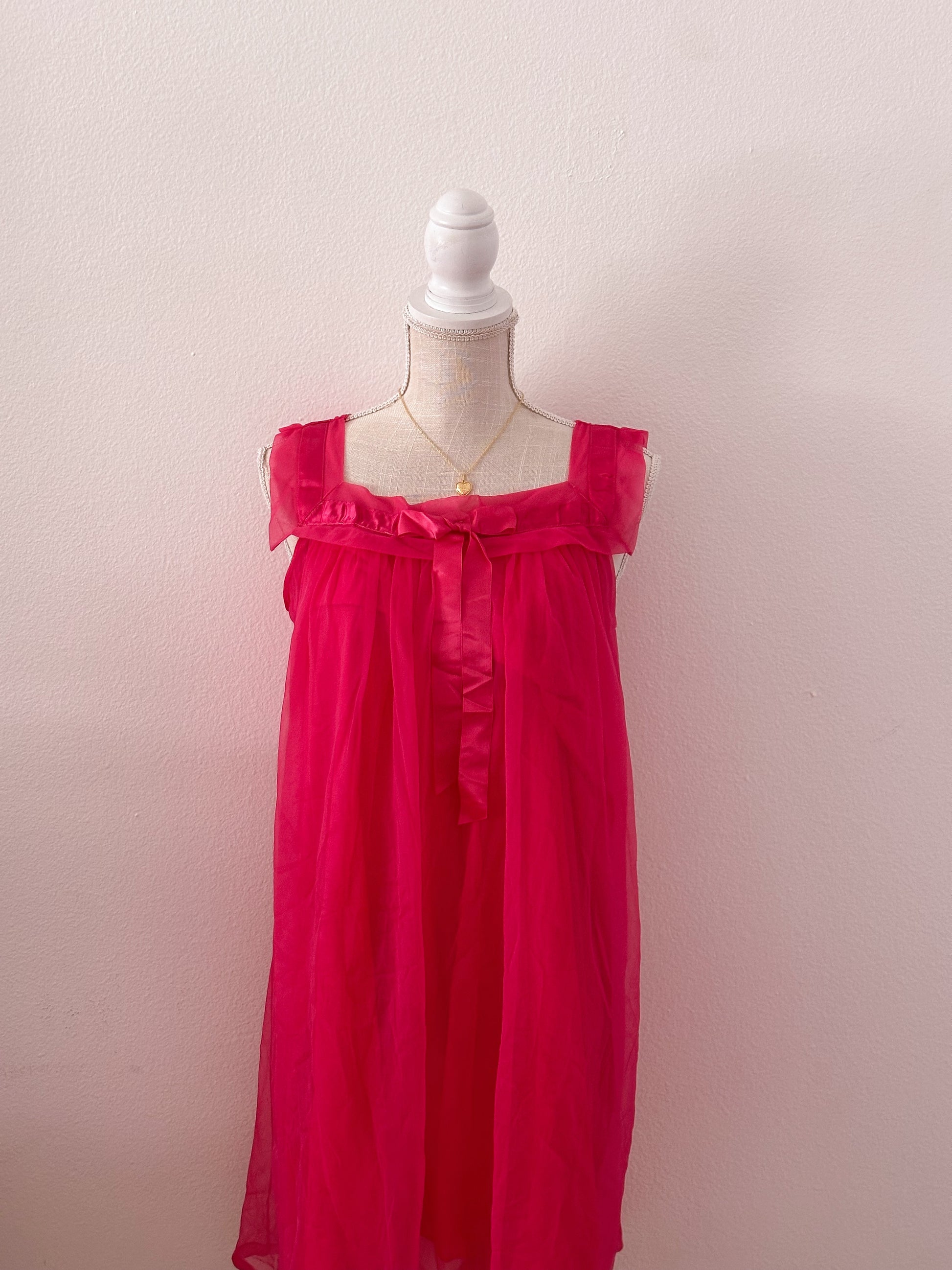 Vintage hot pink nightgown, slip dress size: M