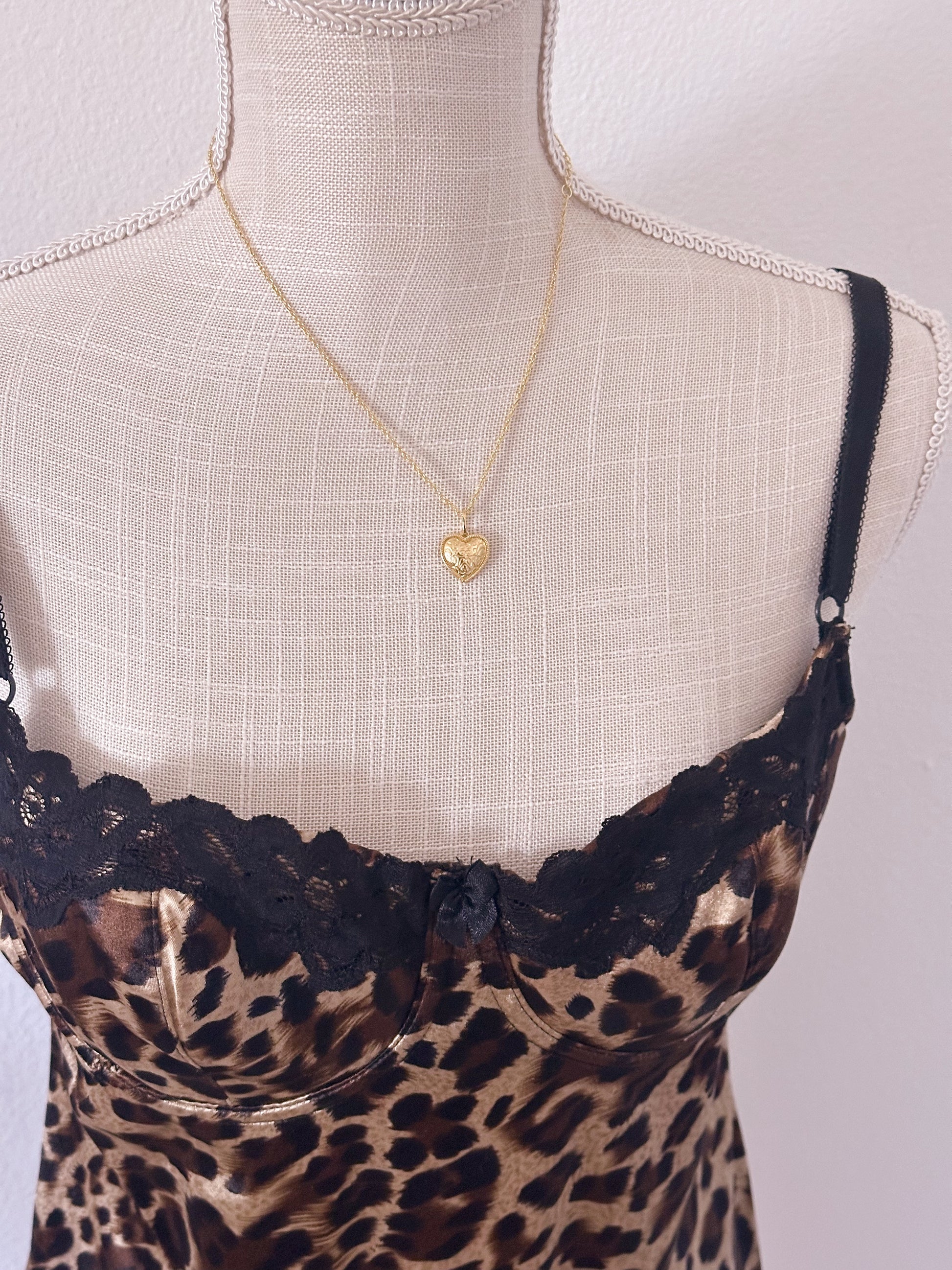 Vintage smart and sexy leopard print babydoll slip dress size: 36 B