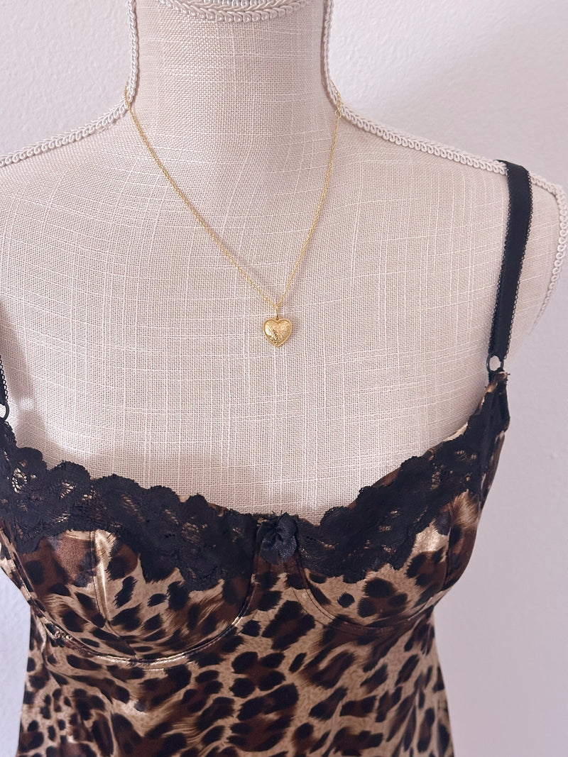 Vintage smart and sexy leopard print babydoll slip dress size: 36 B