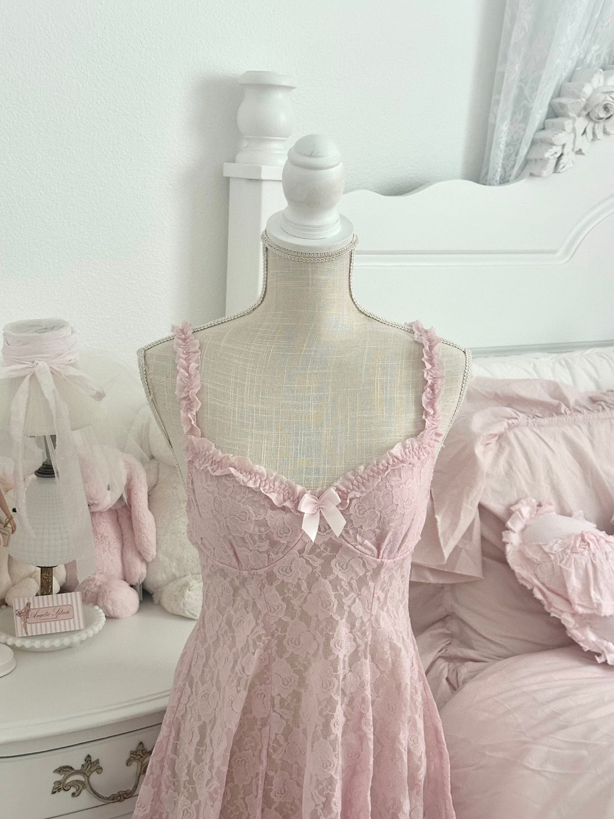 Vintage Cinema Étoile Pink Lace Babydoll Slip Dress As Seen on Madison Beer Size S