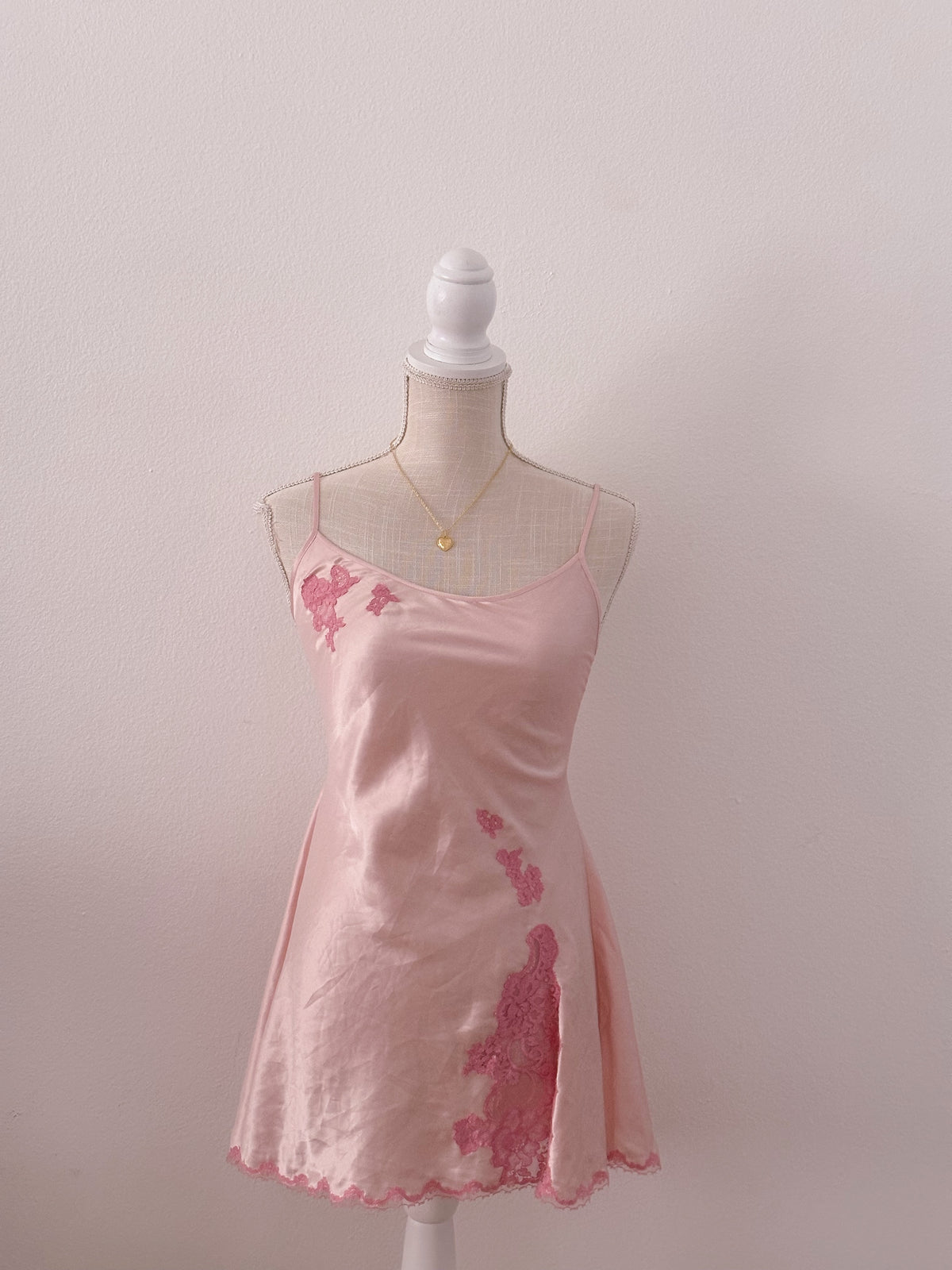Vintage Victoria's Secret pink fashion show slip dress
