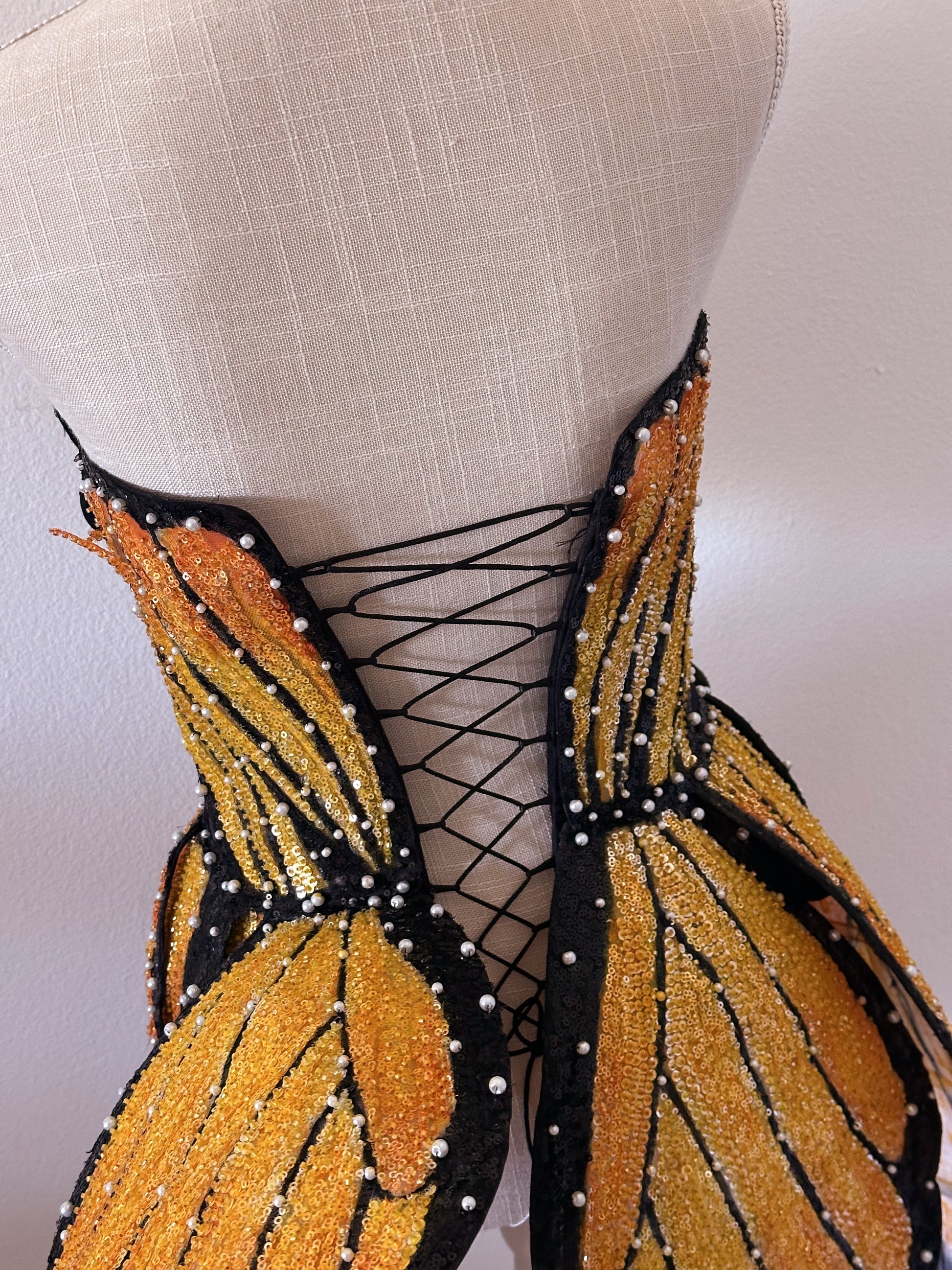 Handmade bedazzled mini butterfly formal dress Size: S