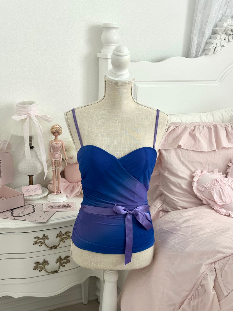 Vintage 2007 Victoria’s Secret Sexy Little Things Blue & Purple Sparkly Corset Top Size 34B