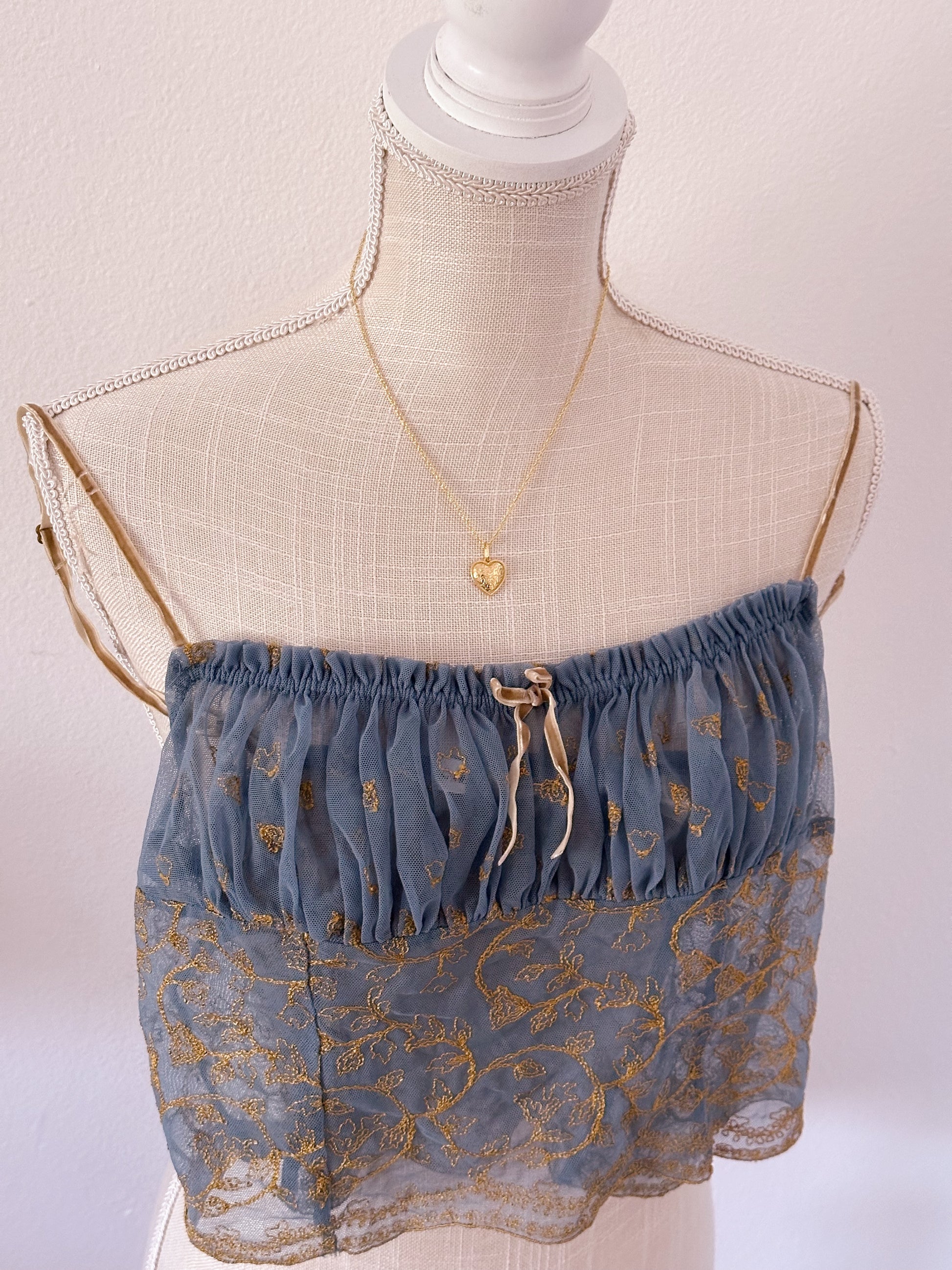 Vintage 90s Victoria's Secret blue and gold cami top size: XS