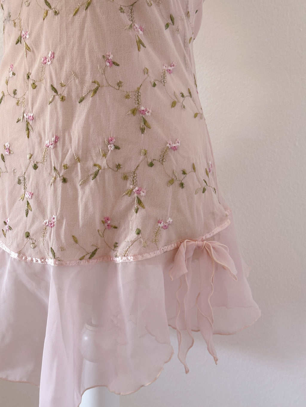 Vintage pink Babydoll floral slip dress shabby chic