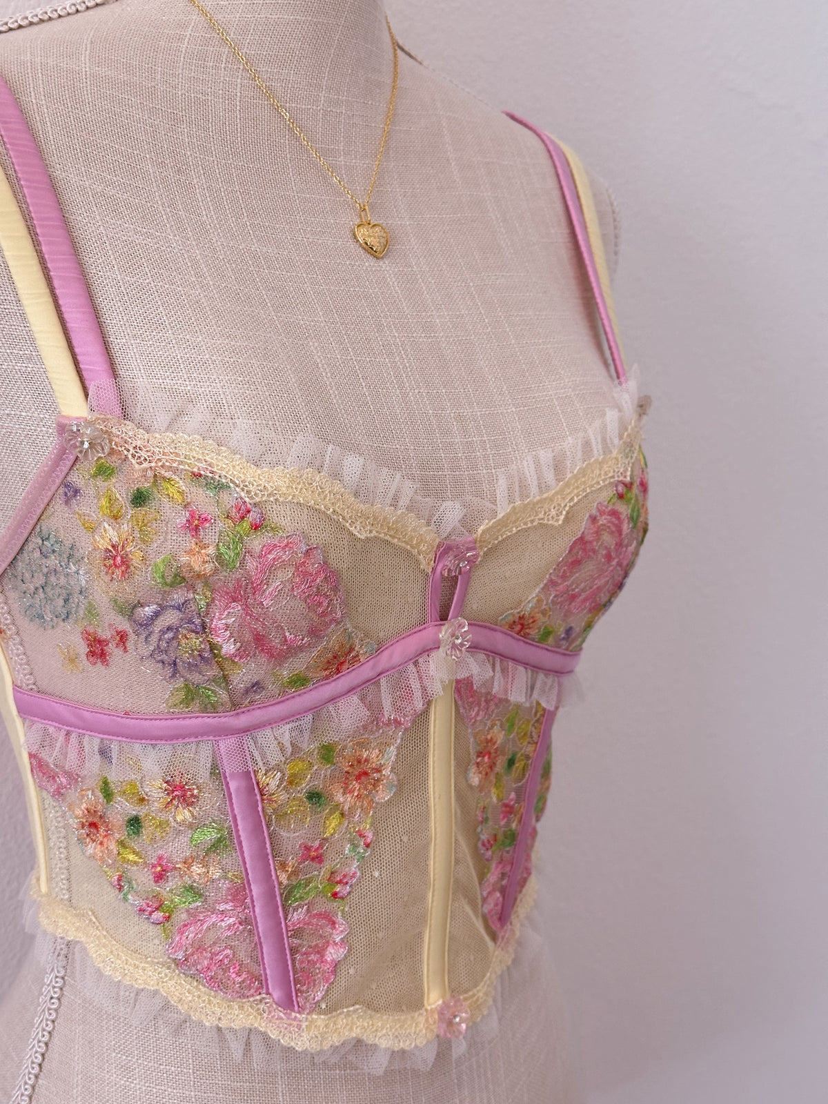 Nwts deadstock forloveandlemons yellow 2 piece corset and thong set Size: XS