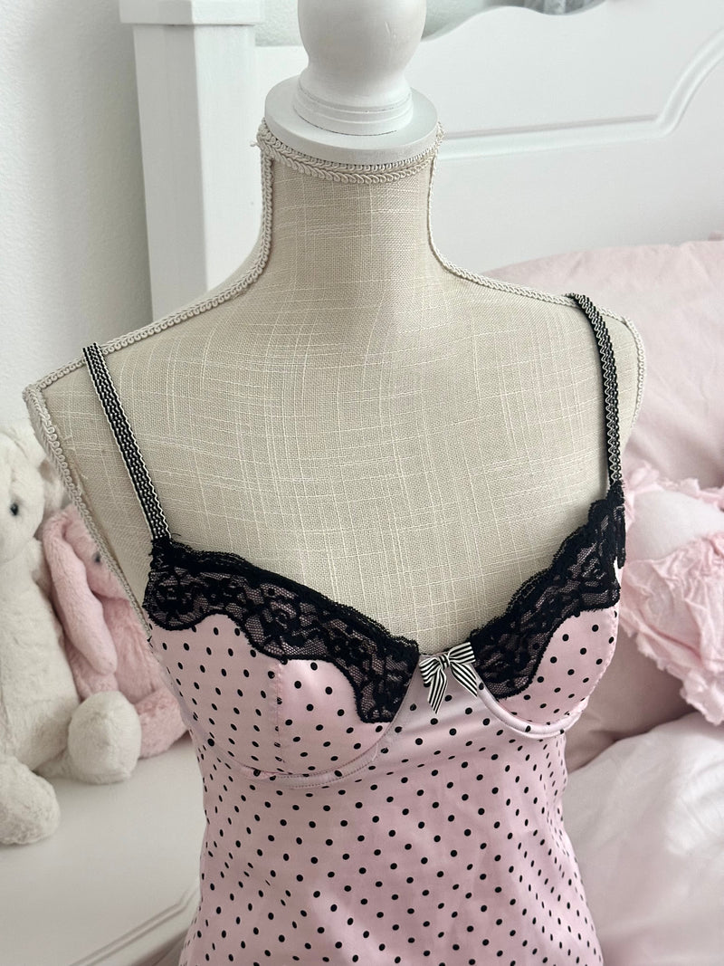 Vintage 2010 Victoria’s Secret Sexy Little Things Pink Polka Dot Babydoll Dress Size: 34C