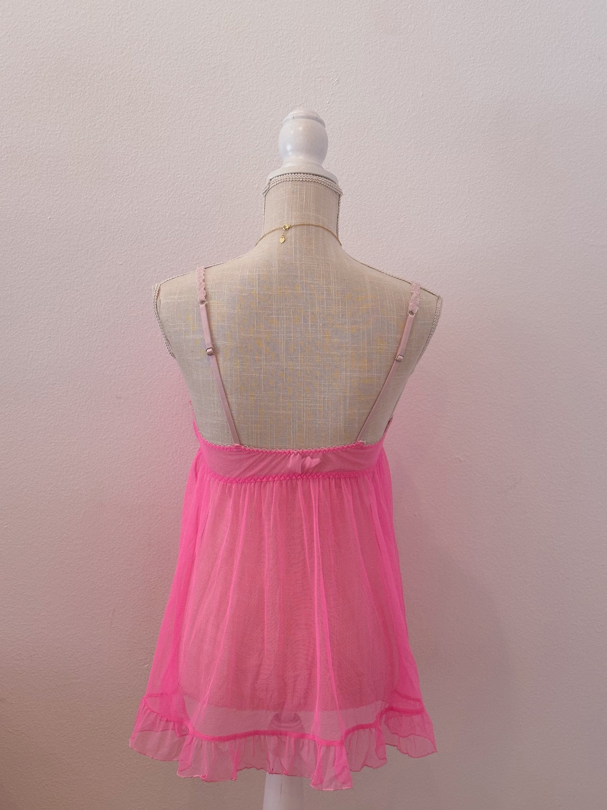 Vintage Victoria's Secret, hot pink baby doll top size: M￼