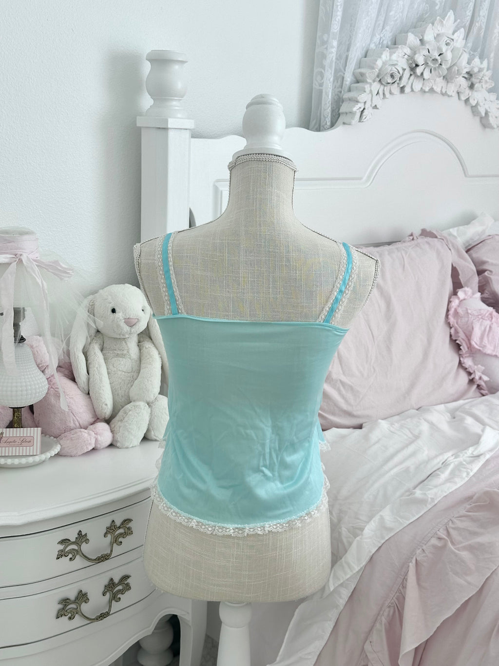 Vintage 1950s Blue Sheer Nylon Cami Top Size: XS (No Tag)