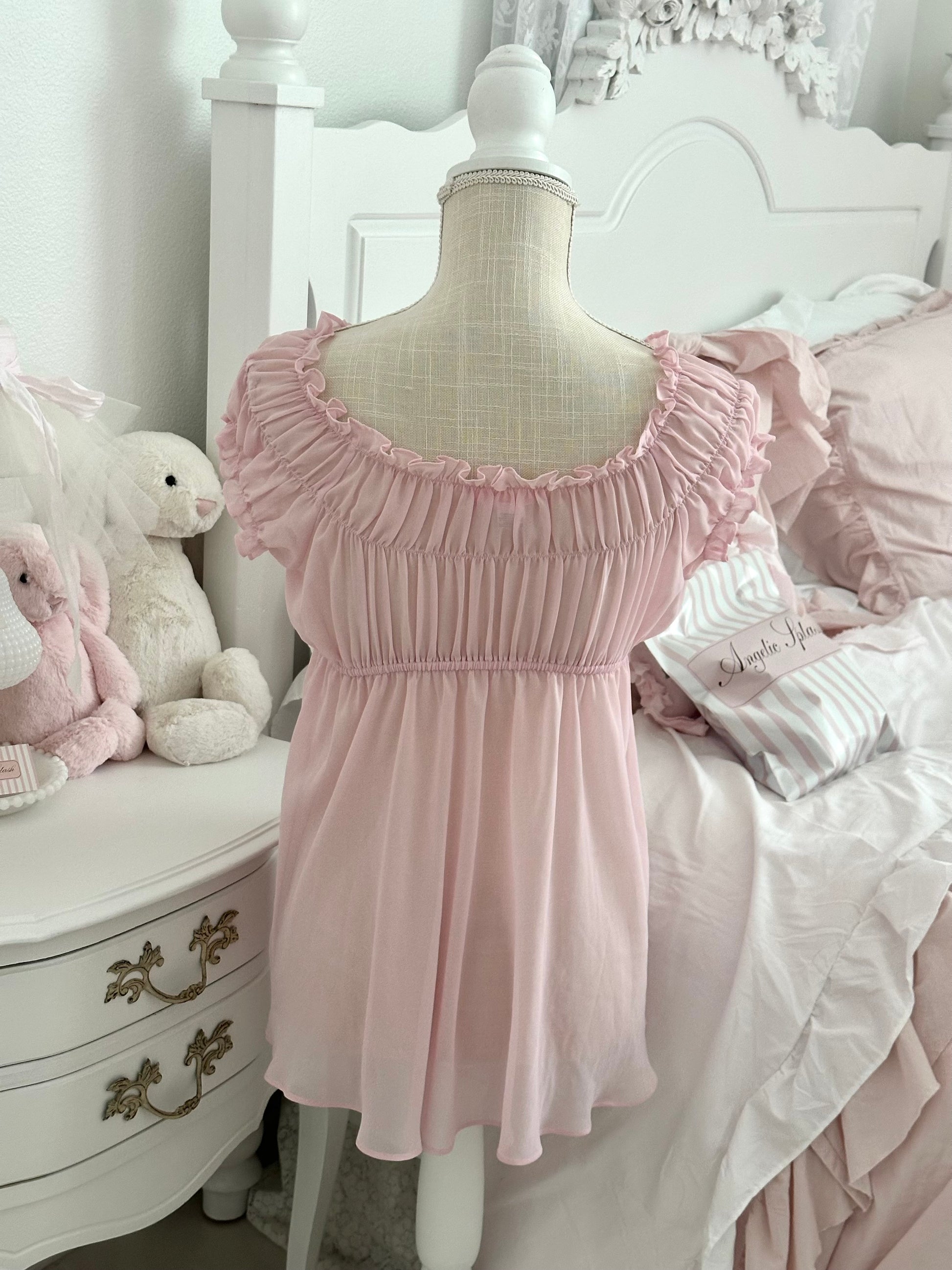 Vintage 2002 Victoria’s Secret Pink Sheer Ruffle Babydoll Top Size: S