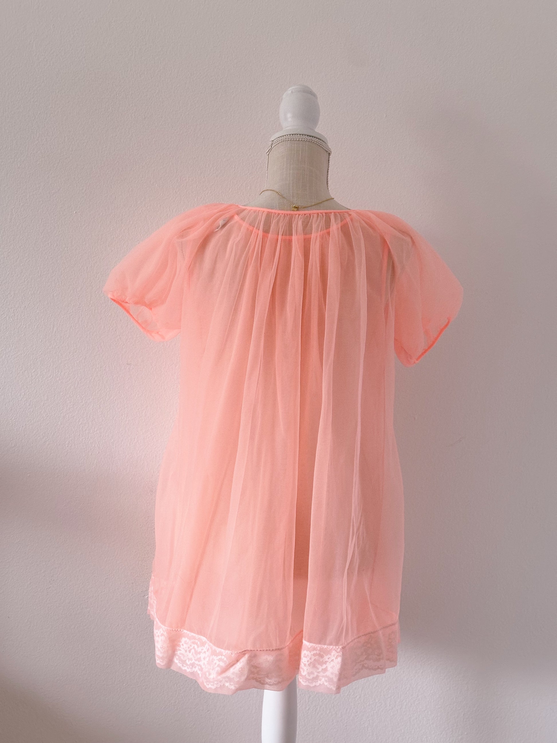 1950's peignoir peach robe and slip dress set