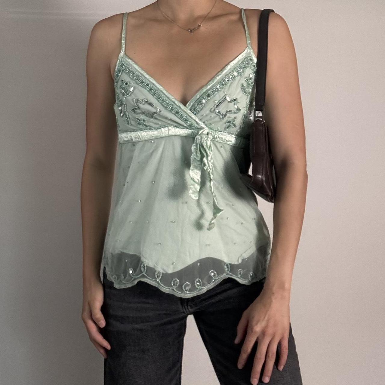 Vintage Sequin Vero Moda Green cami top Size: M
