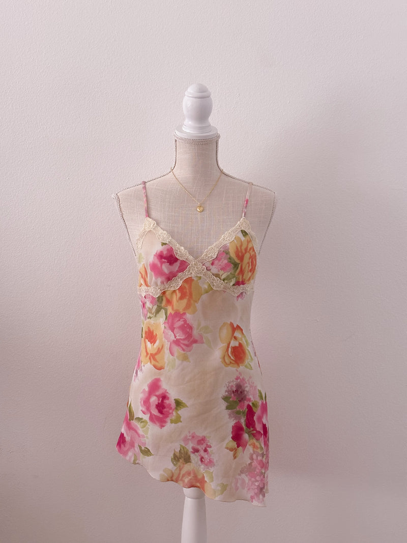 Vintage Victoria's Secret asymmetrical floral cami babydoll size: S