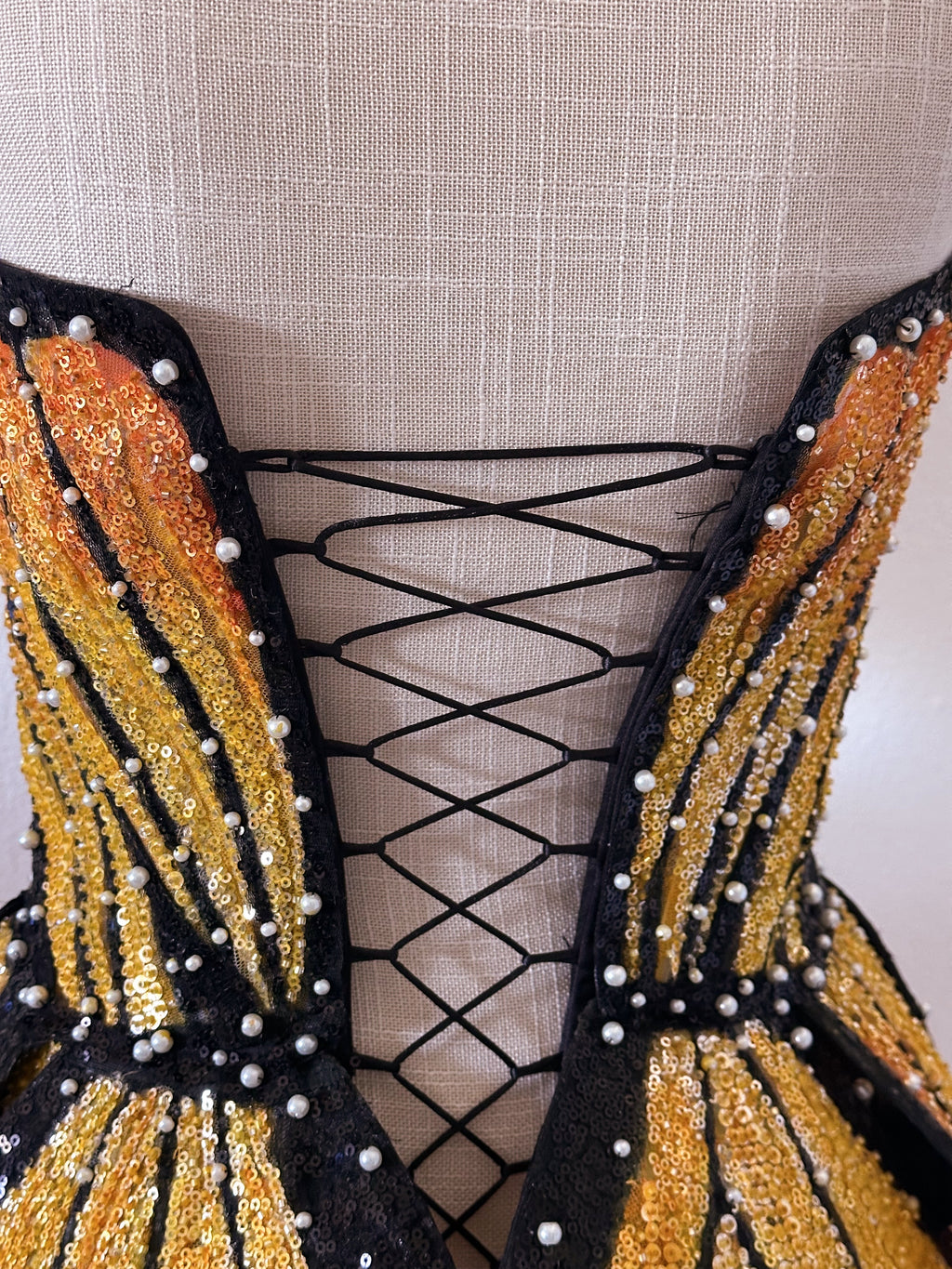 Handmade bedazzled mini butterfly formal dress Size: S