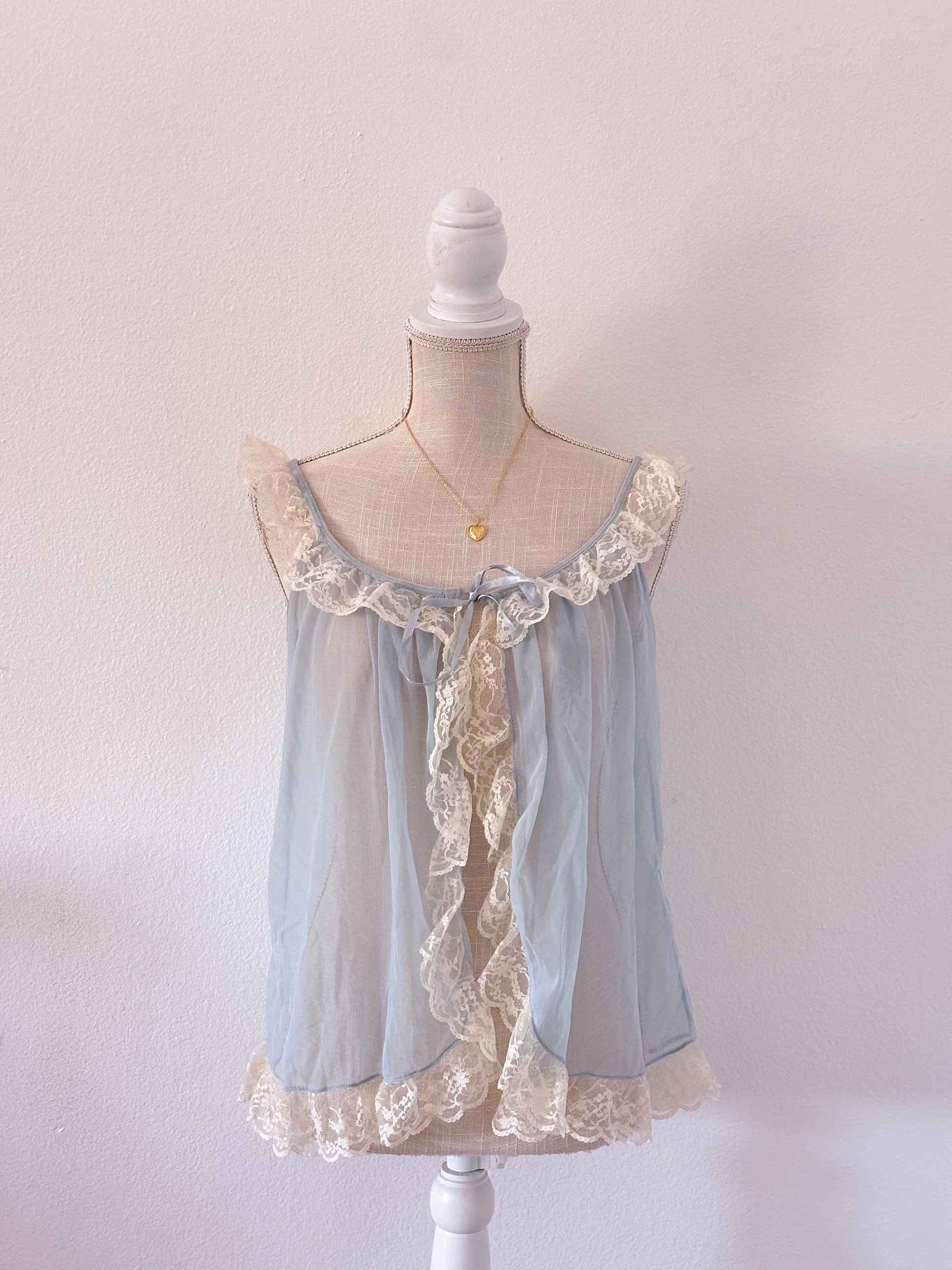 Victoria's Secret vintage blue sheer babydoll top Size:S￼