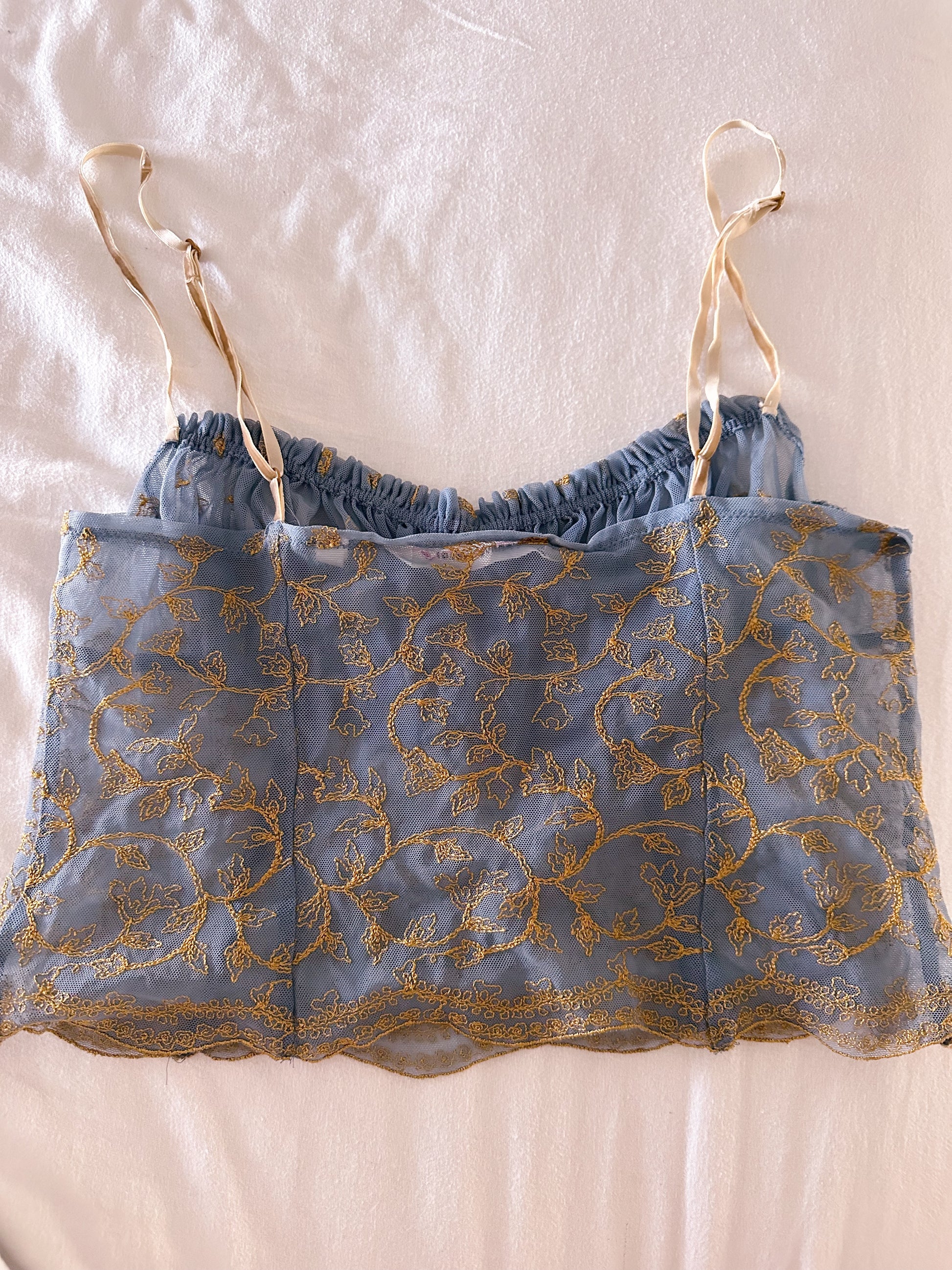 Vintage 90s Victoria's Secret blue and gold cami top size: XS
