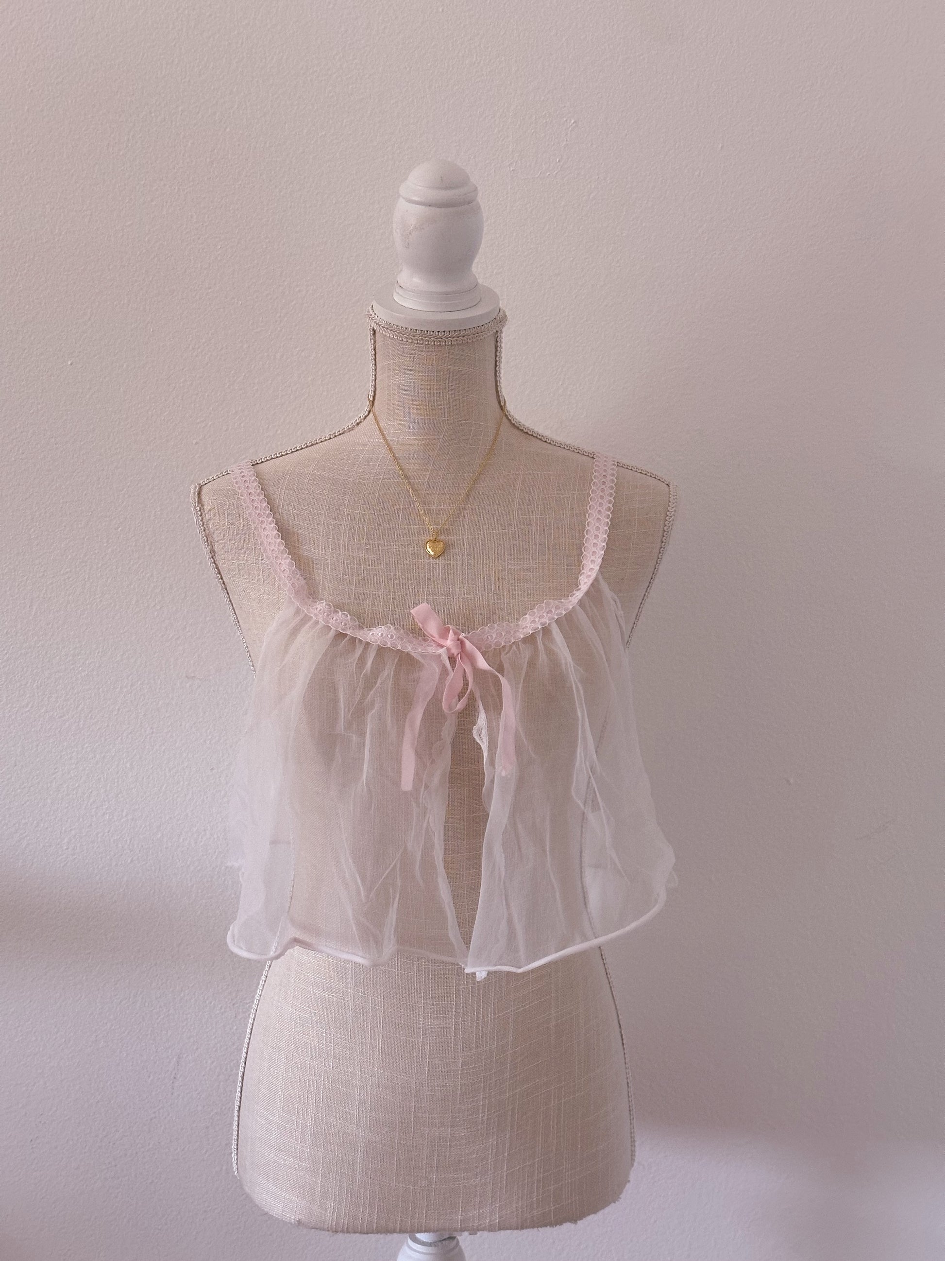 Vintage 90s Fredricks Of Hollywood white and pink cami cover up size: o/s