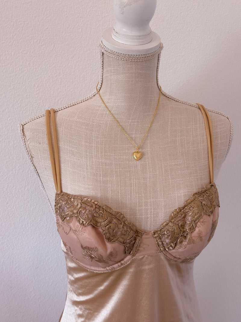 Vintage 1998 Victoria's Secret Gold Babydoll slip dress size: 34 B
