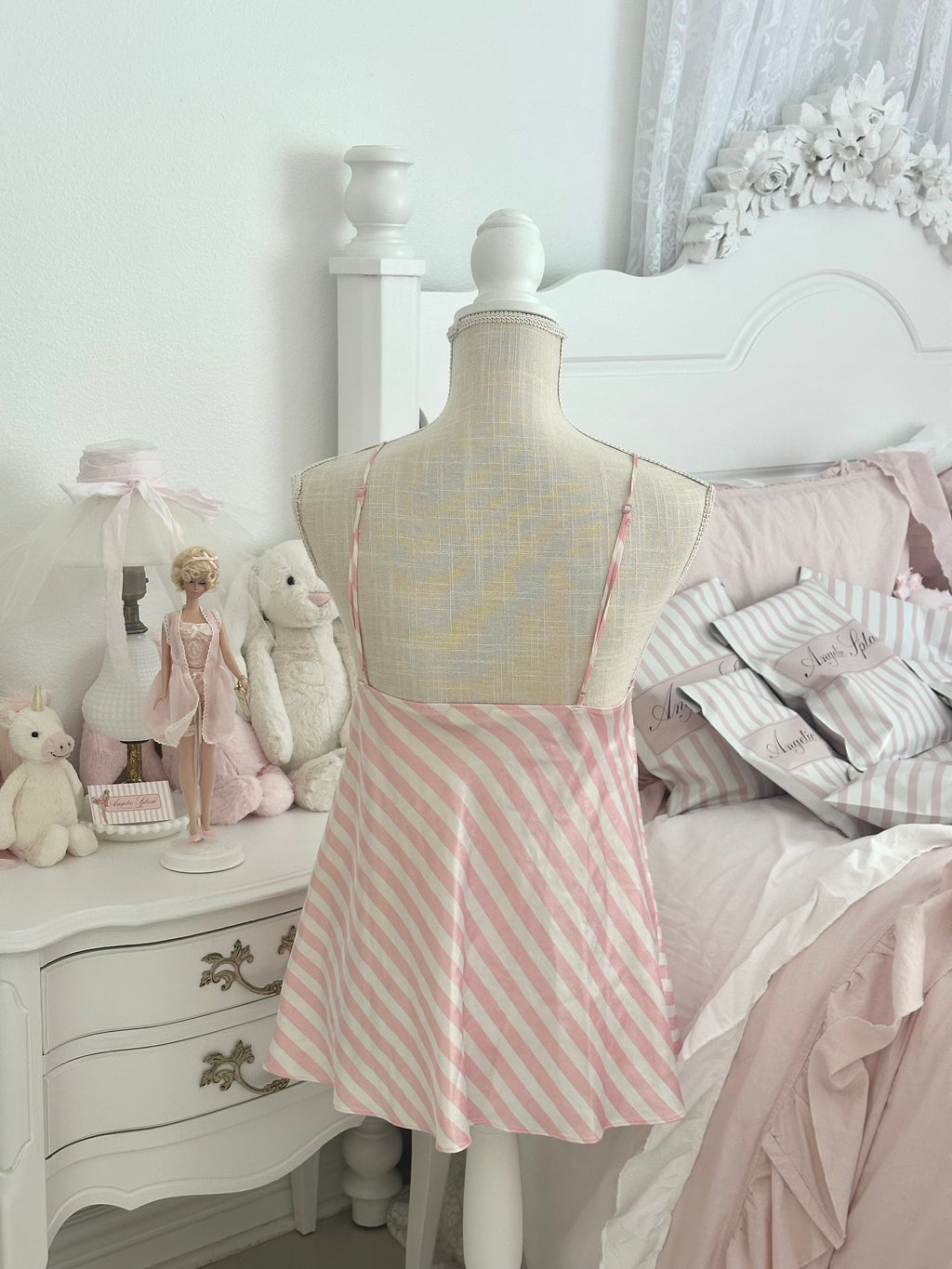 Vintage 2011 Victoria’s Secret Pink & White Stripe Lace Crystal Babydo ...