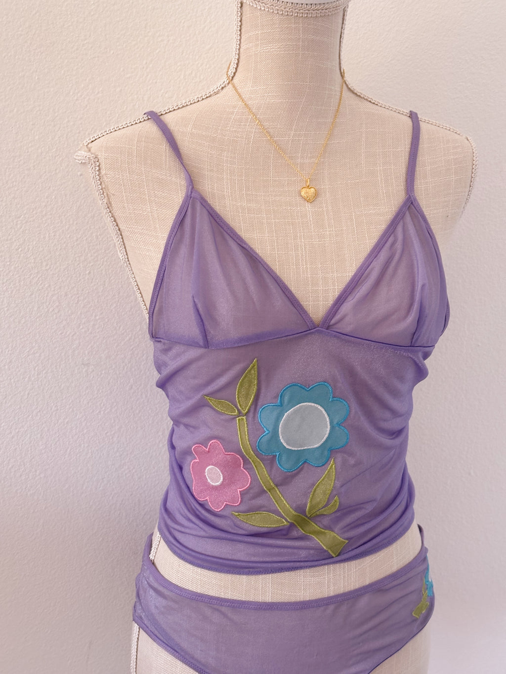 Vintage Victoria's Secret purple floral cami set size: L