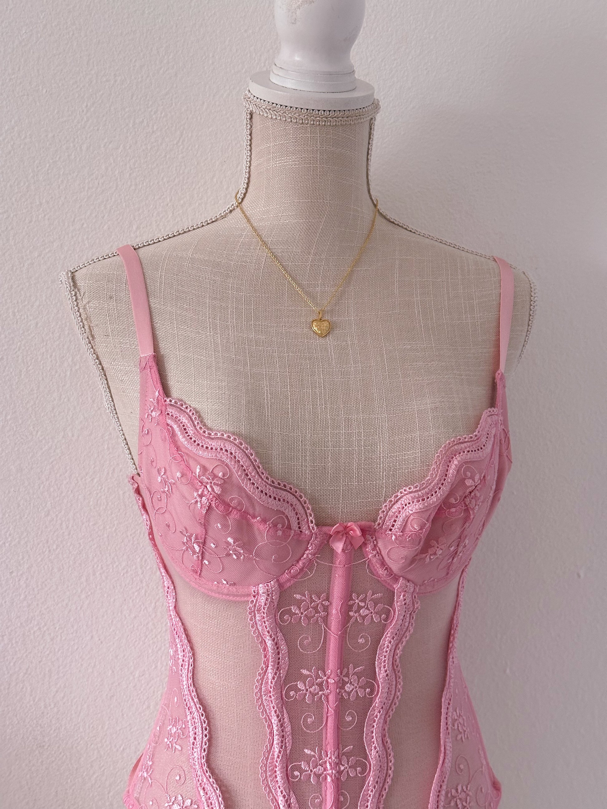 Vintage shirley of hollywood pink lingerie set Size: 32 (XS/S)