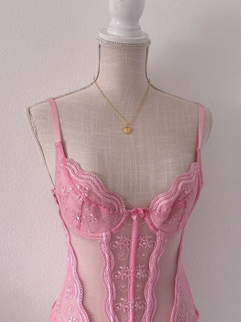 Vintage shirley of hollywood pink lingerie set Size: 32 (XS/S)
