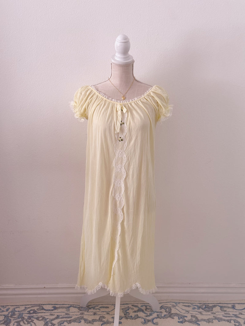 Vintage 1960s yellow peignoir night gown slip dress size: M
