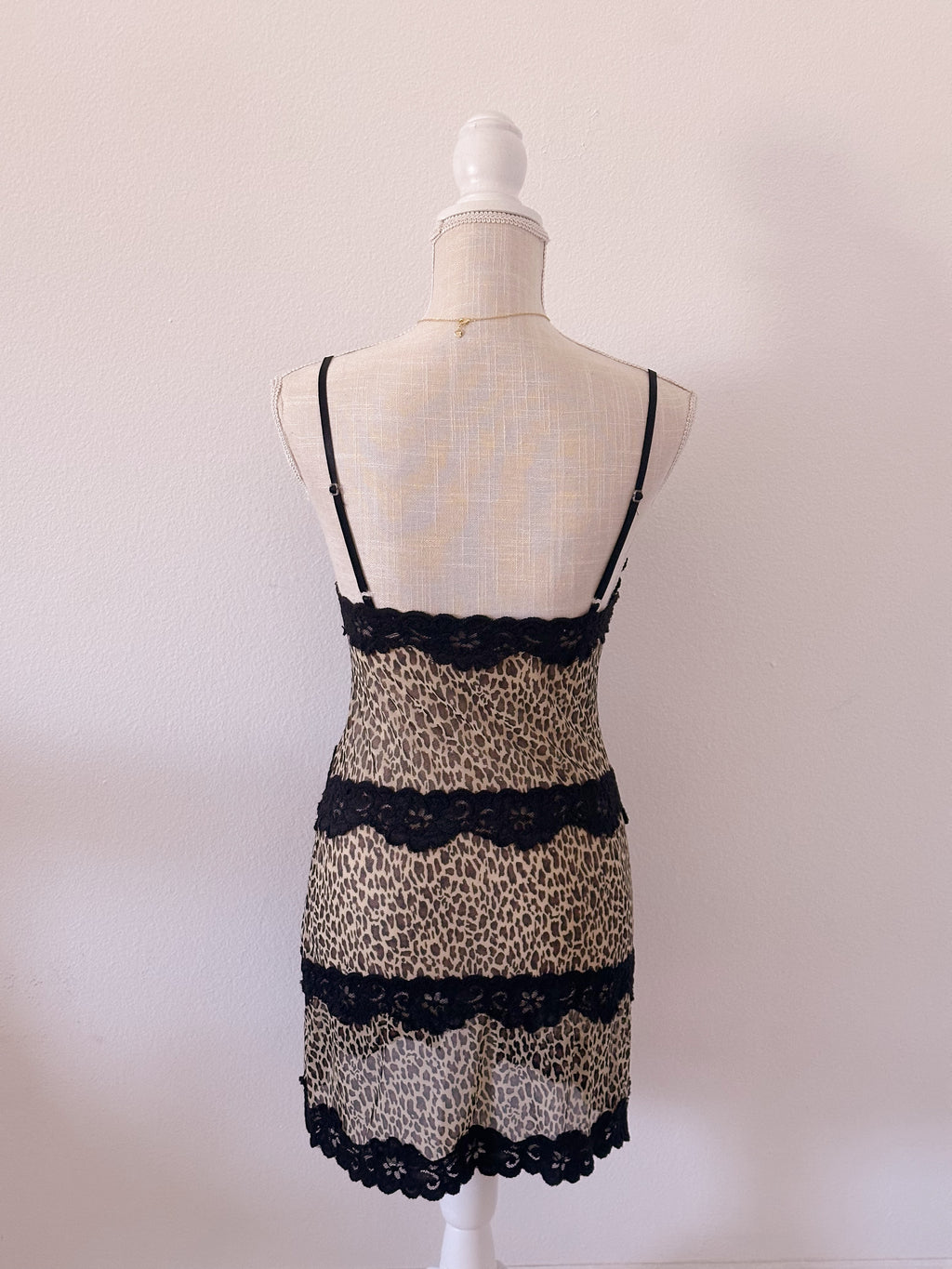Vintage Rampage leopard sheer babydoll slip dress size: S