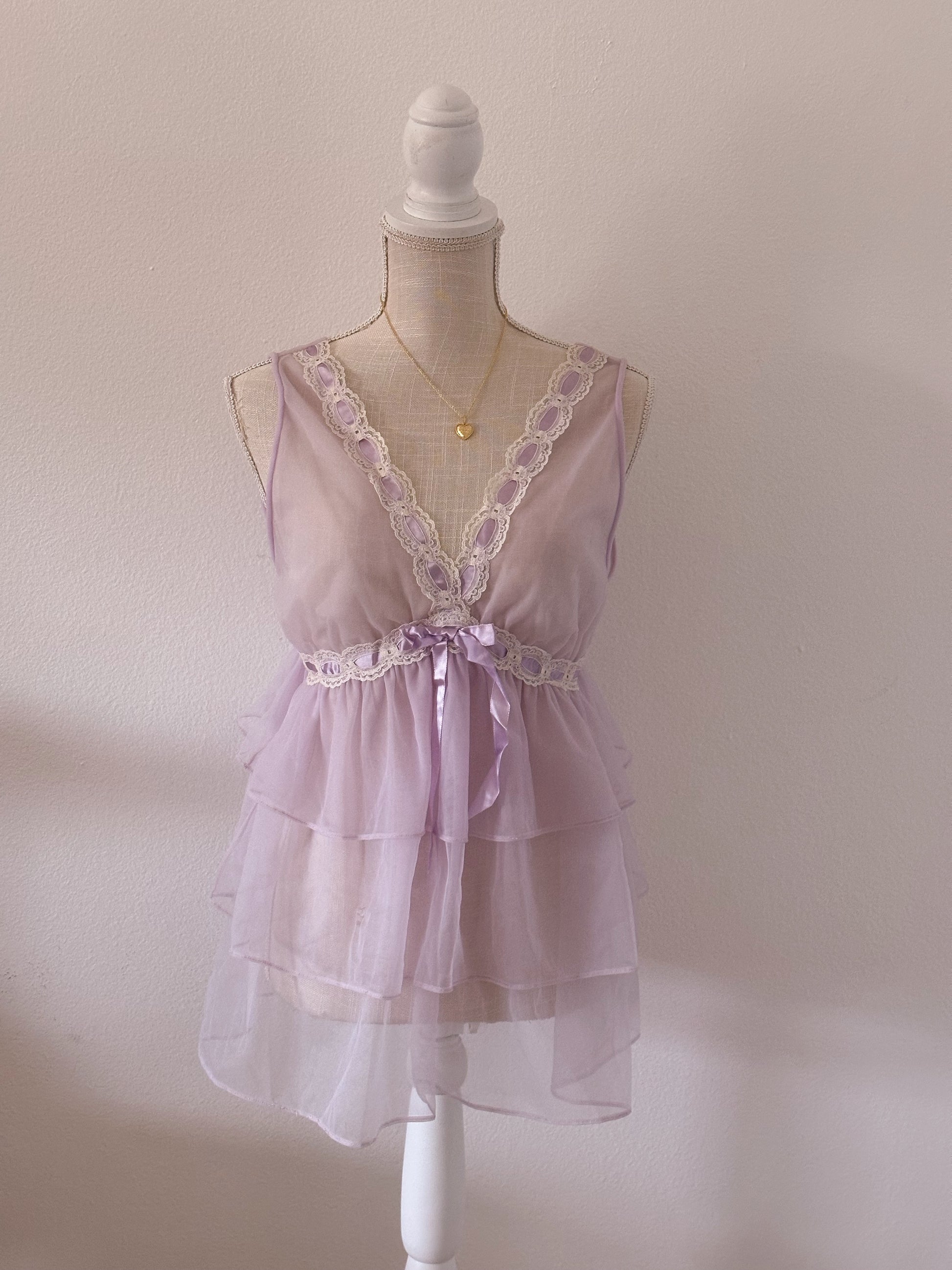 Vintage 1970s purple sheer babydoll top size: S/M