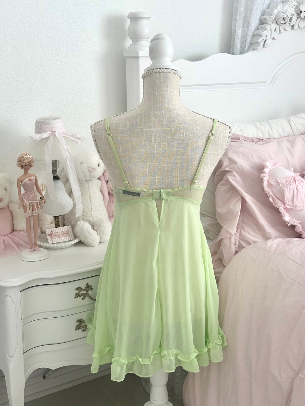 Vintage Delicates Green Fairy Babydoll Slip Dress Size: M