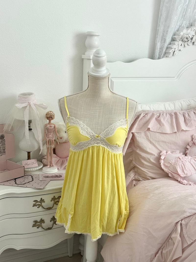 Vintage 2011 Victoria’s Secret Yellow Lace Babydoll Mini Dress/Top Size M