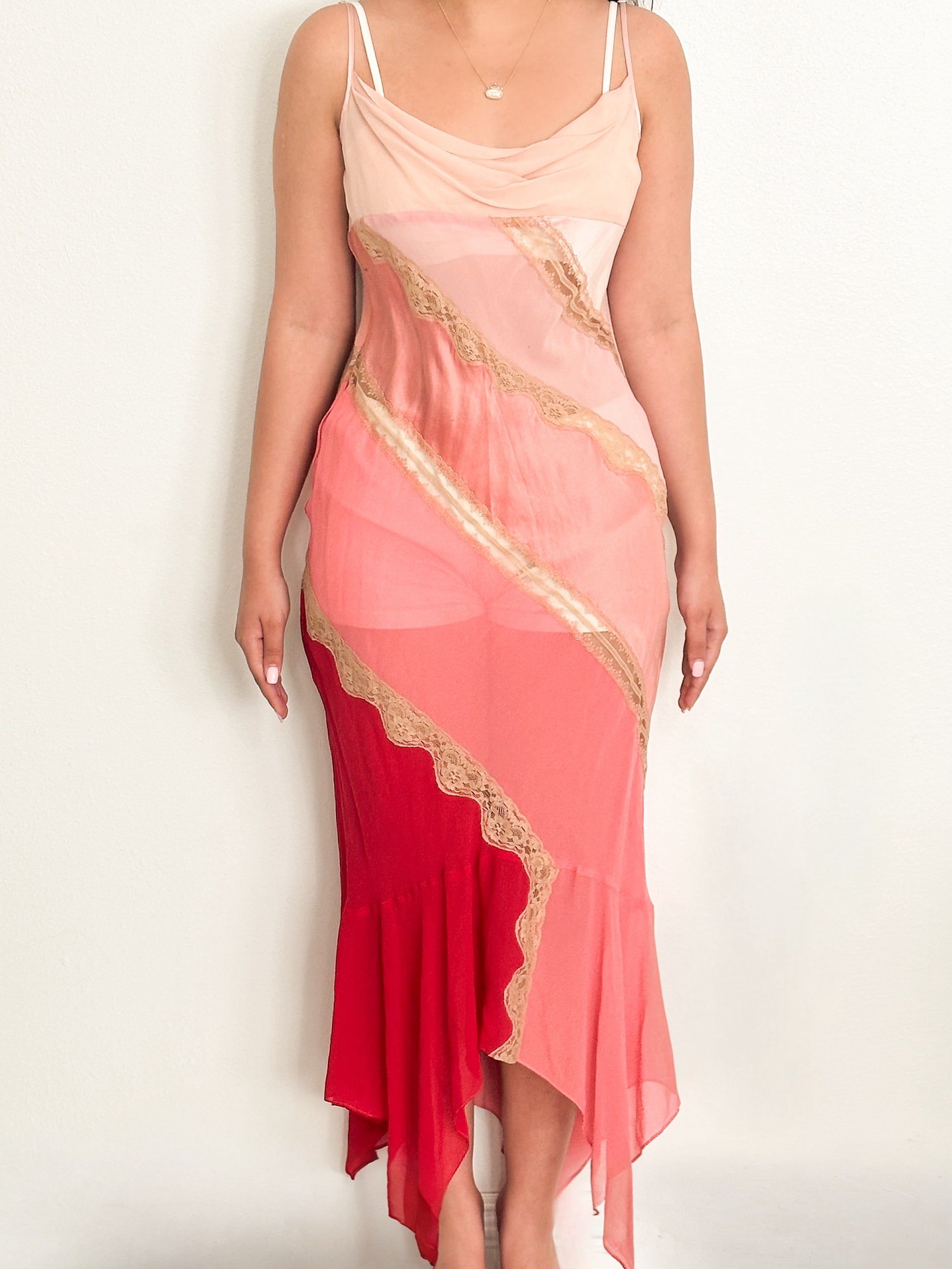 Vintage 2003 Victoria’s Secret Silk Sunset Ombre Dress Size: M