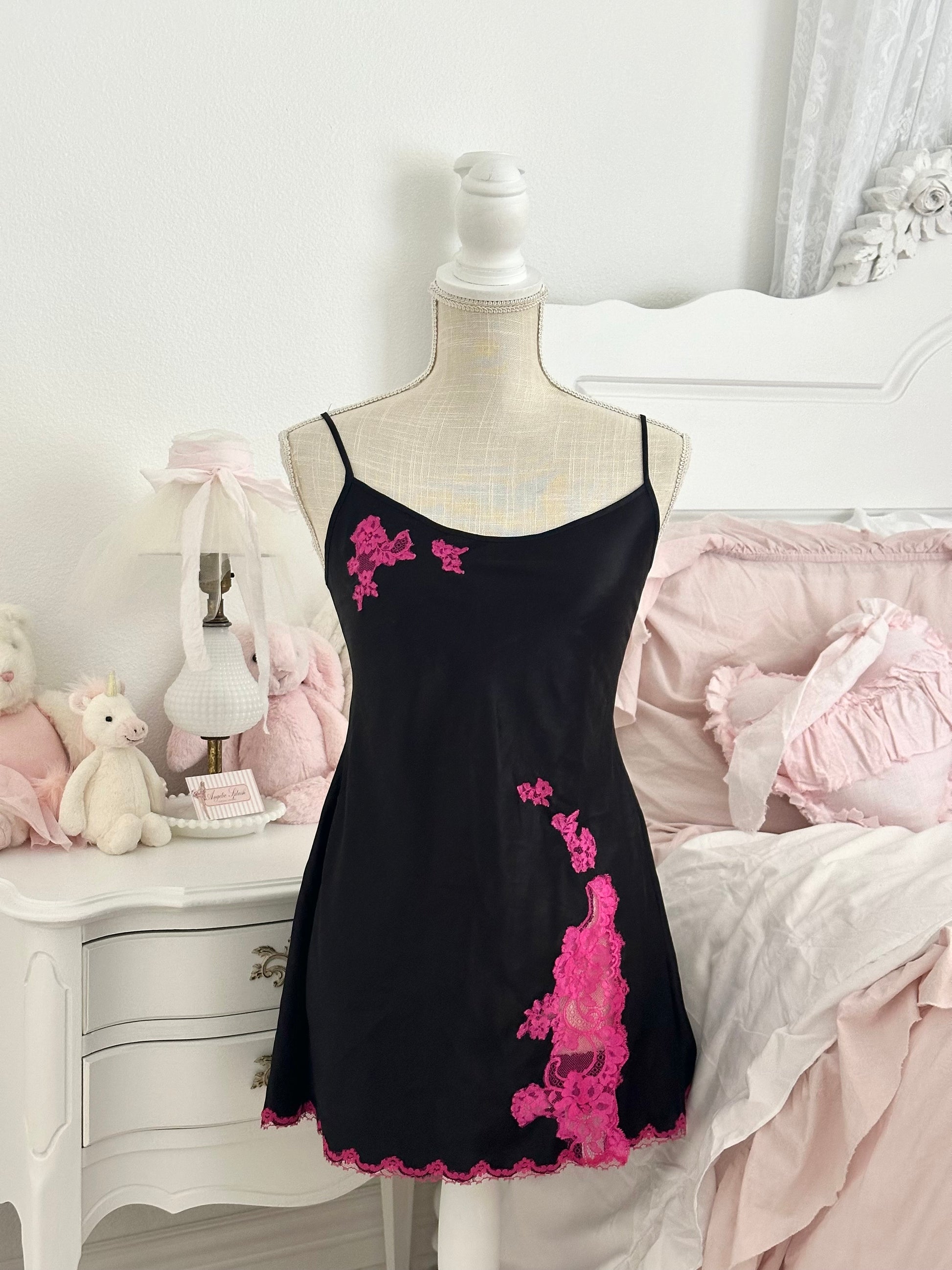 Vintage 2003 Victoria’s Secret Black Satin Slip Dress Size: M