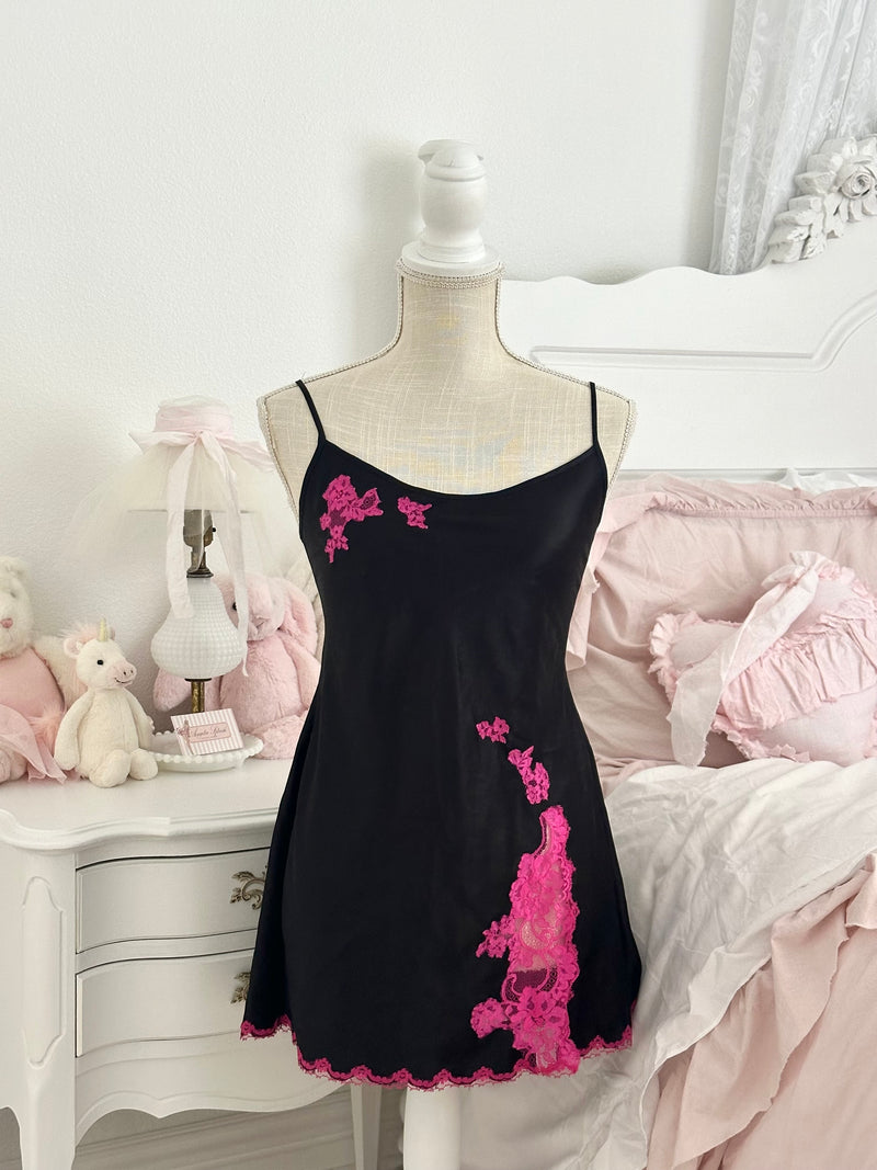 Vintage 2003 Victoria’s Secret Black Satin Slip Dress Size: M