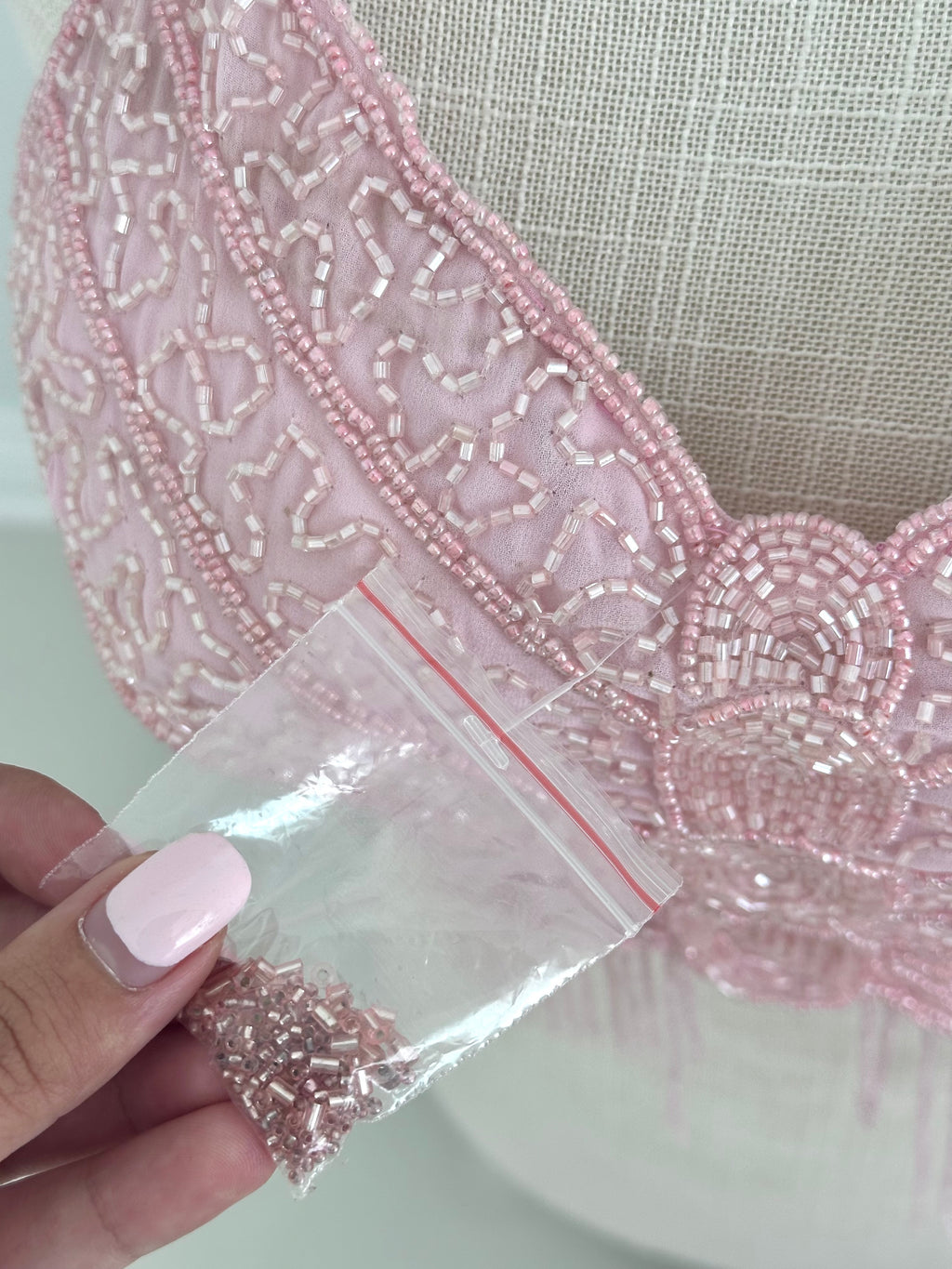 Vintage 1990s Pink Sequin Beaded Butterfly Halter Top XS–M