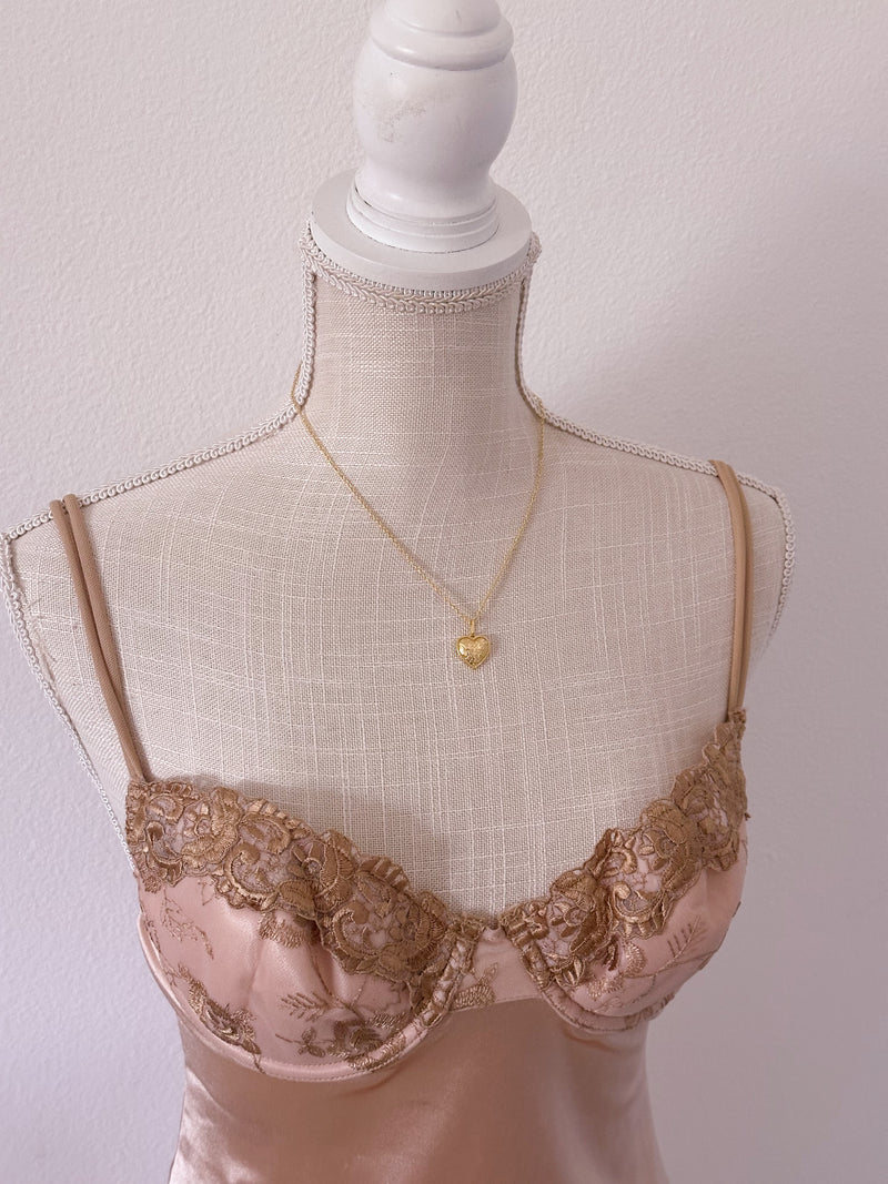 Vintage Victoria's Secret 1998 Gold babydoll slip dress size: 34 C