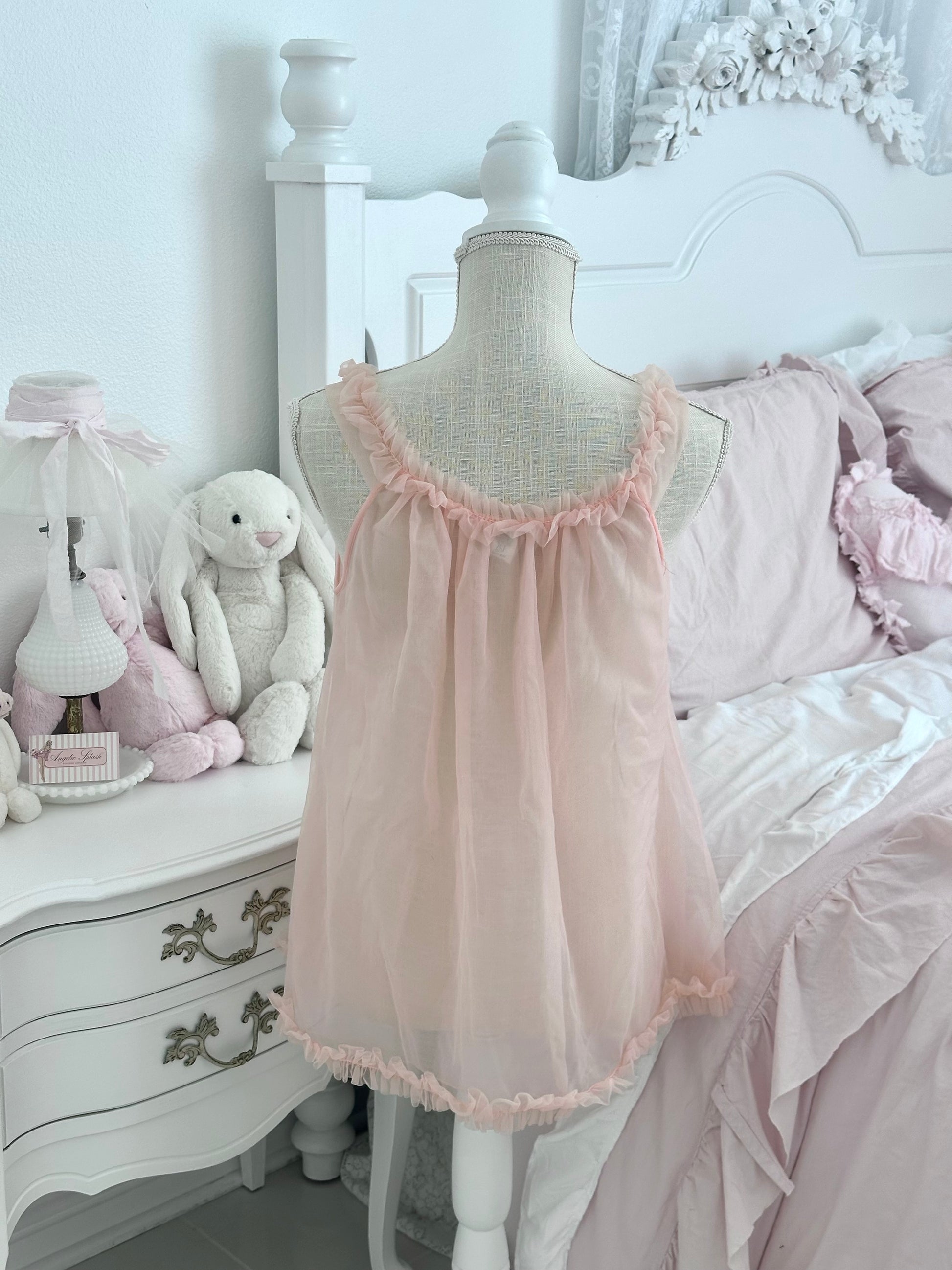 uthentic 1950s Peach Sheer Babydoll Top Size: XS (Tagged M)