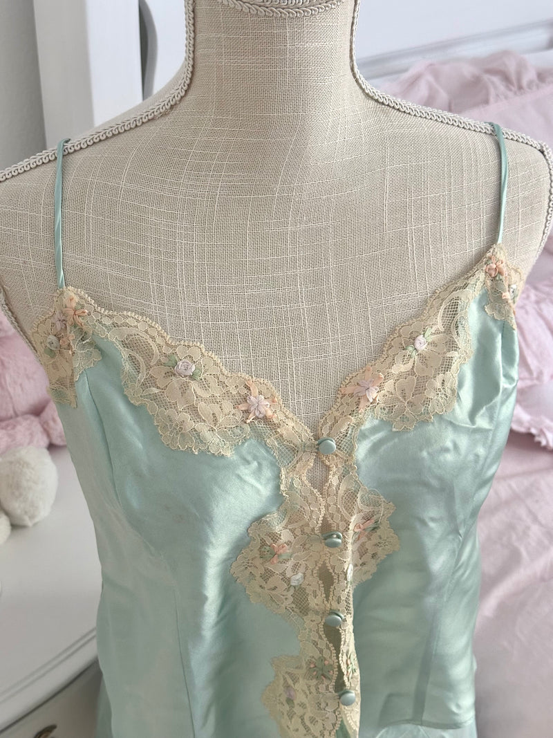 Vintage 2003 Victoria’s Secret 100% Silk Teal Cami & Shorts Pajama Set Size: L