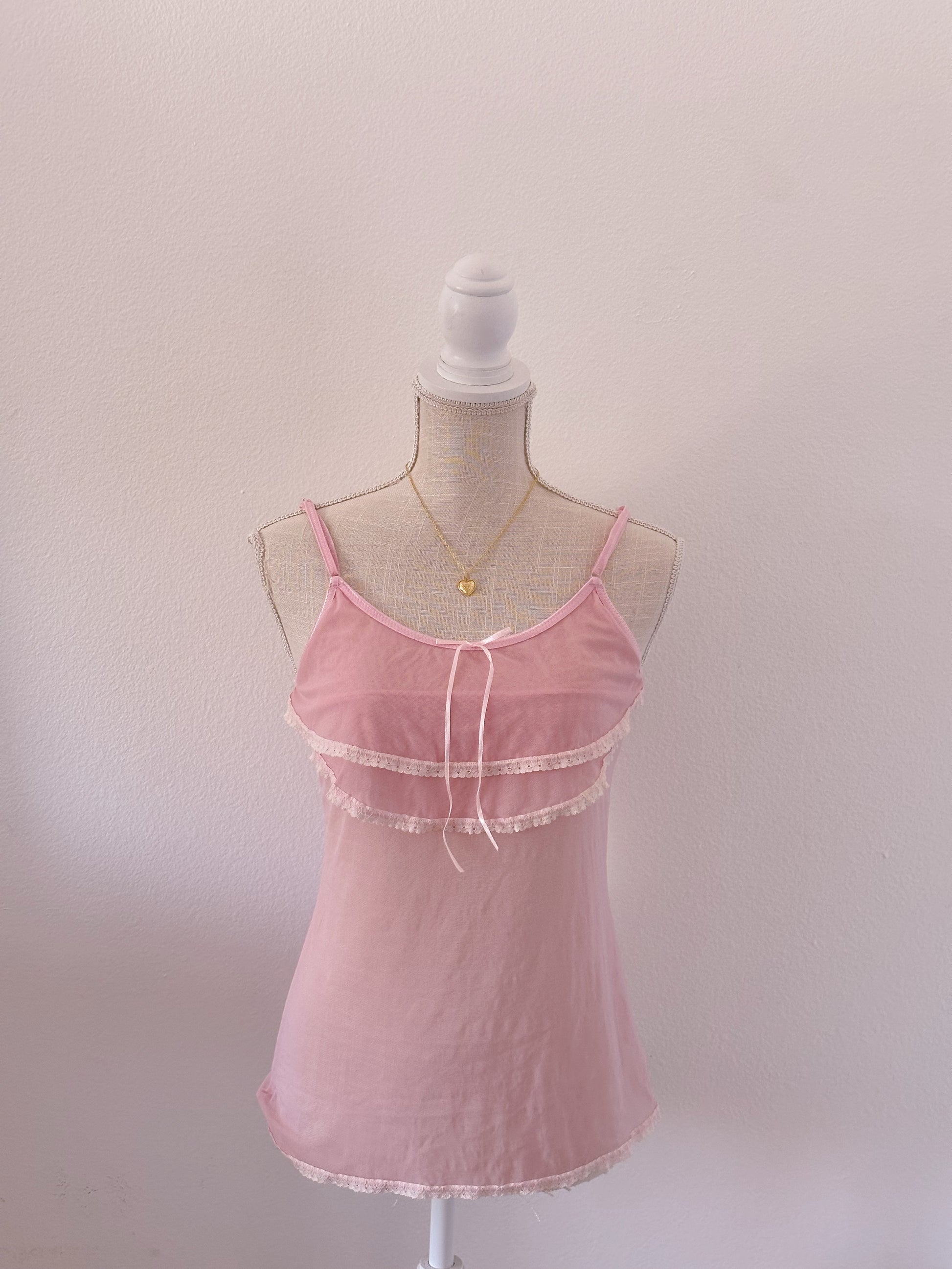 Vintage Rampage sheer pink Camisole size: L
