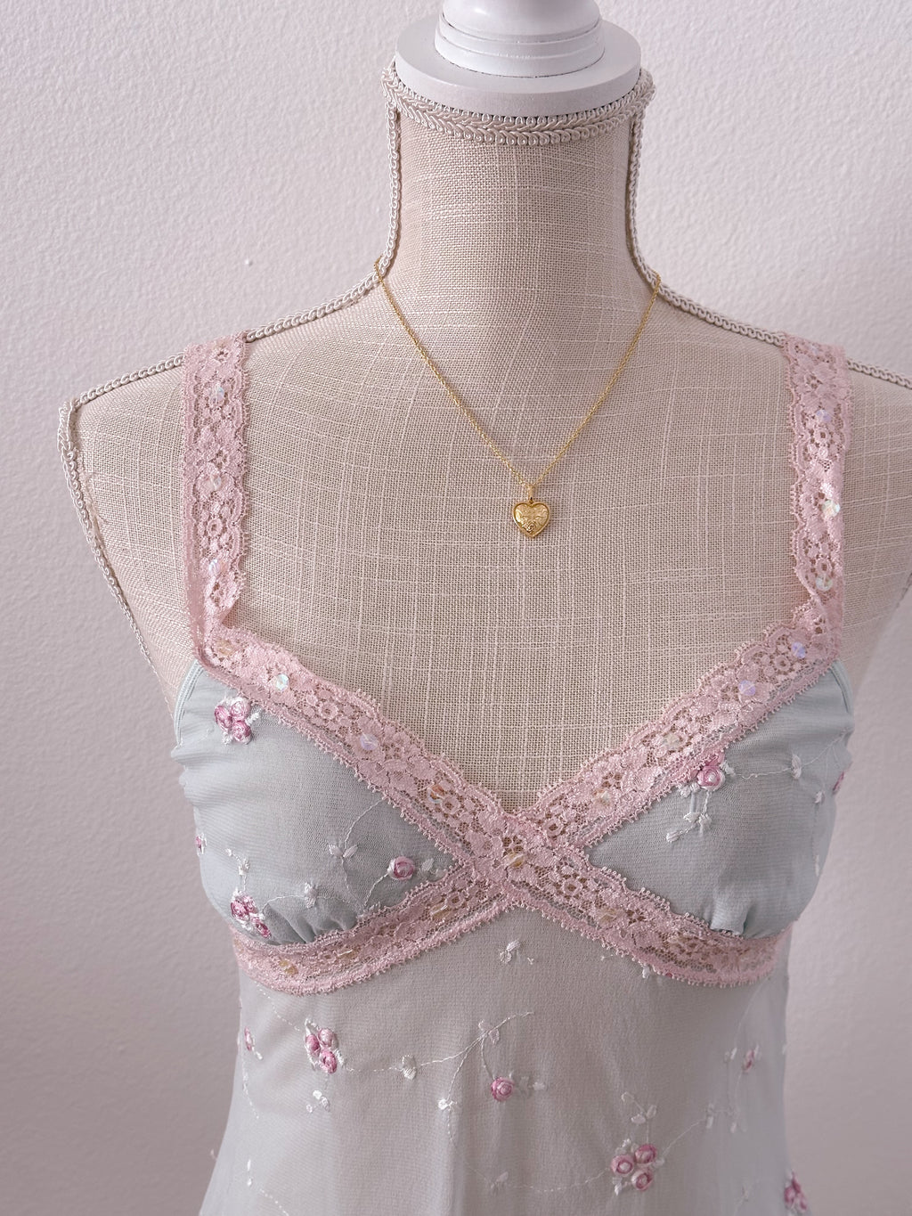 Vintage Victoria's Secret blue and pink floral babydoll cami top size: S