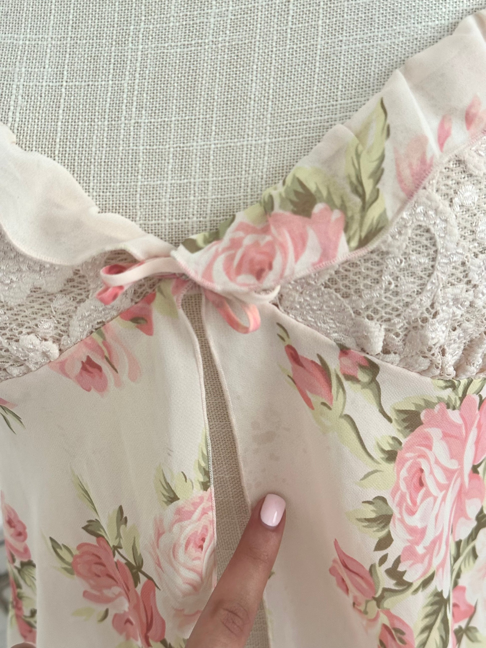 Vintage 2002 Victoria’s Secret Peach Floral Sheer Open-Front Babydoll Top Size: XS