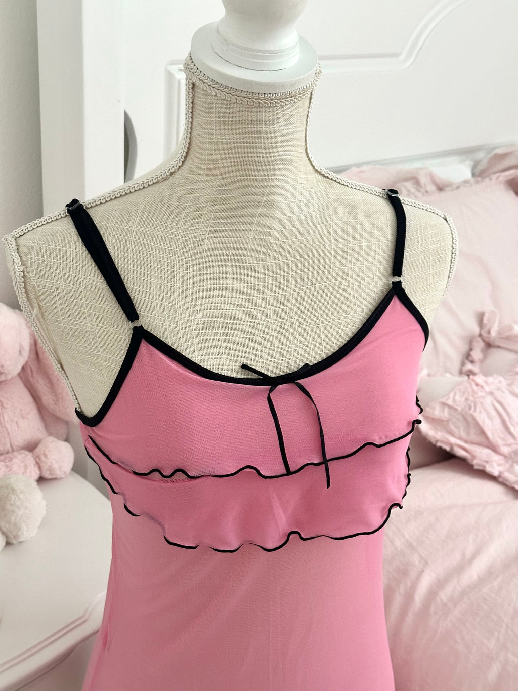 Vintage Pink Sheer Ruffle Cami Top Size: S