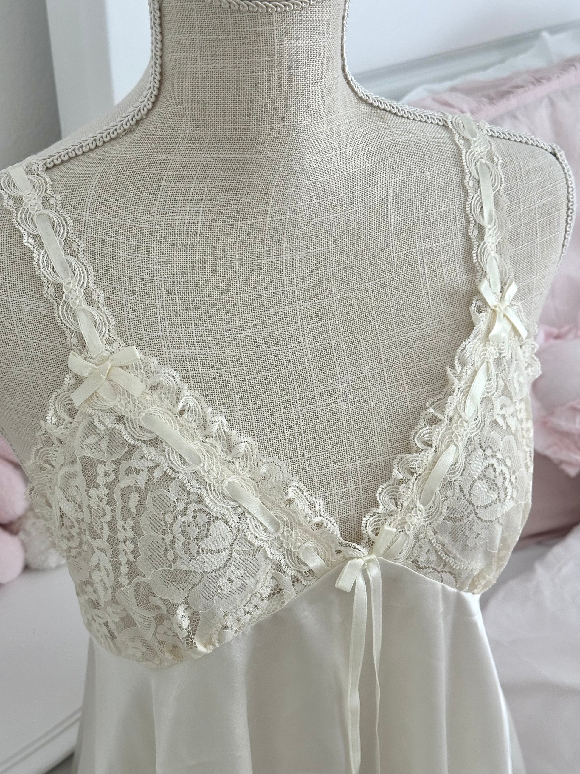 Vintage 1990s Victoria’s Secret White Satin Slip Dress Size: S