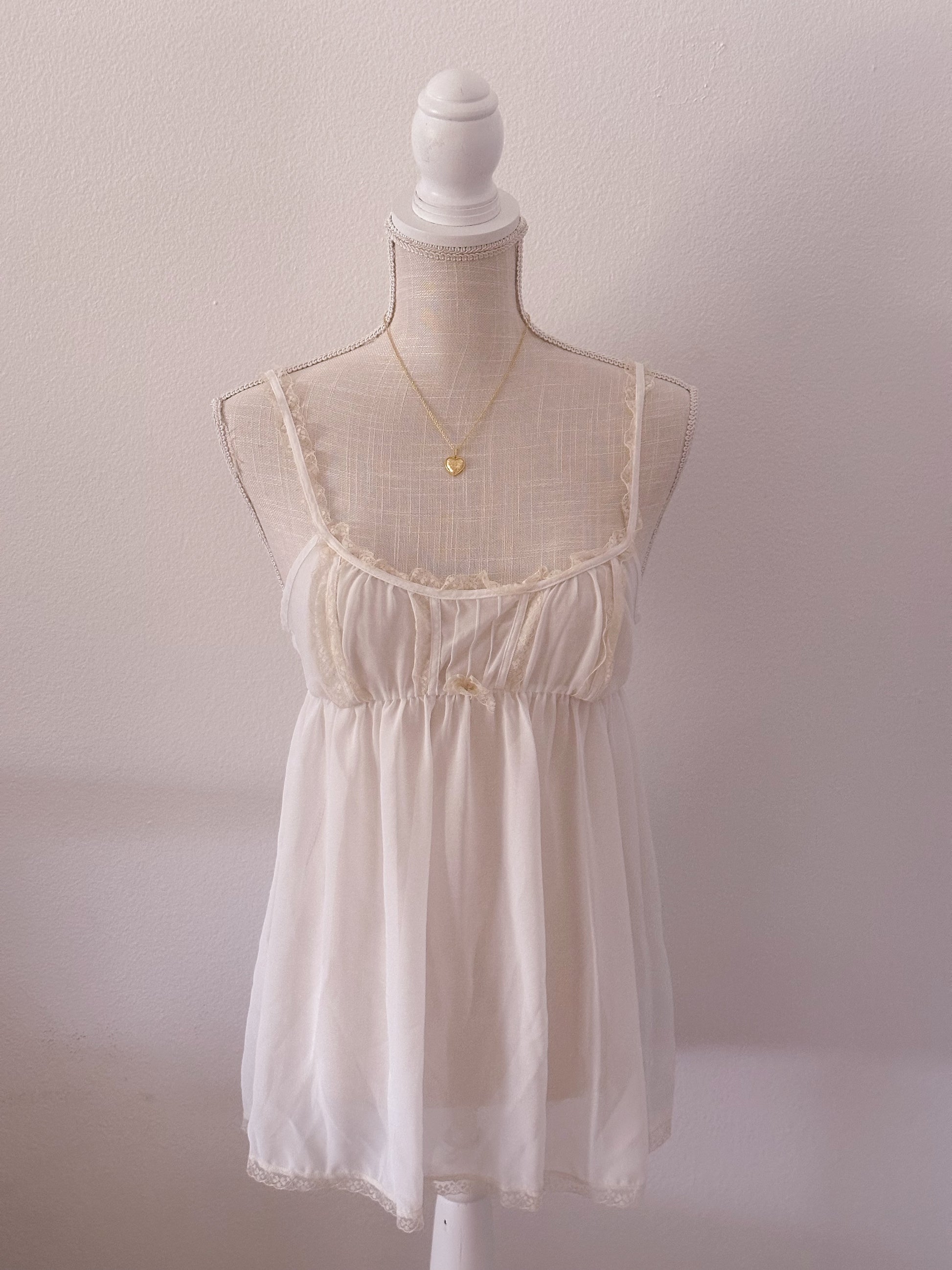 Victoria's Secret white milkmaid babydoll sheer cami top size: S